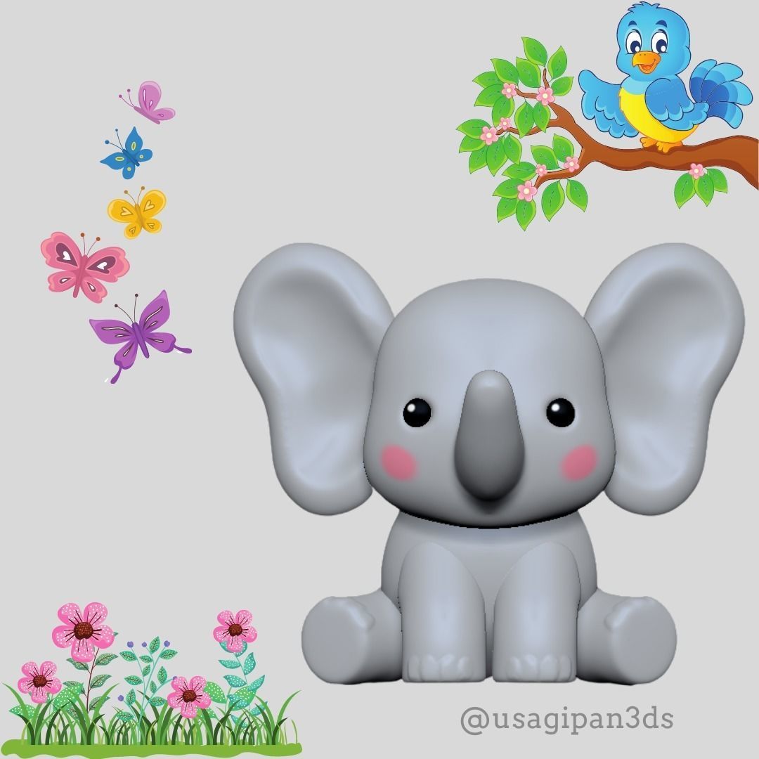 Cute Elephant  3D print model_2