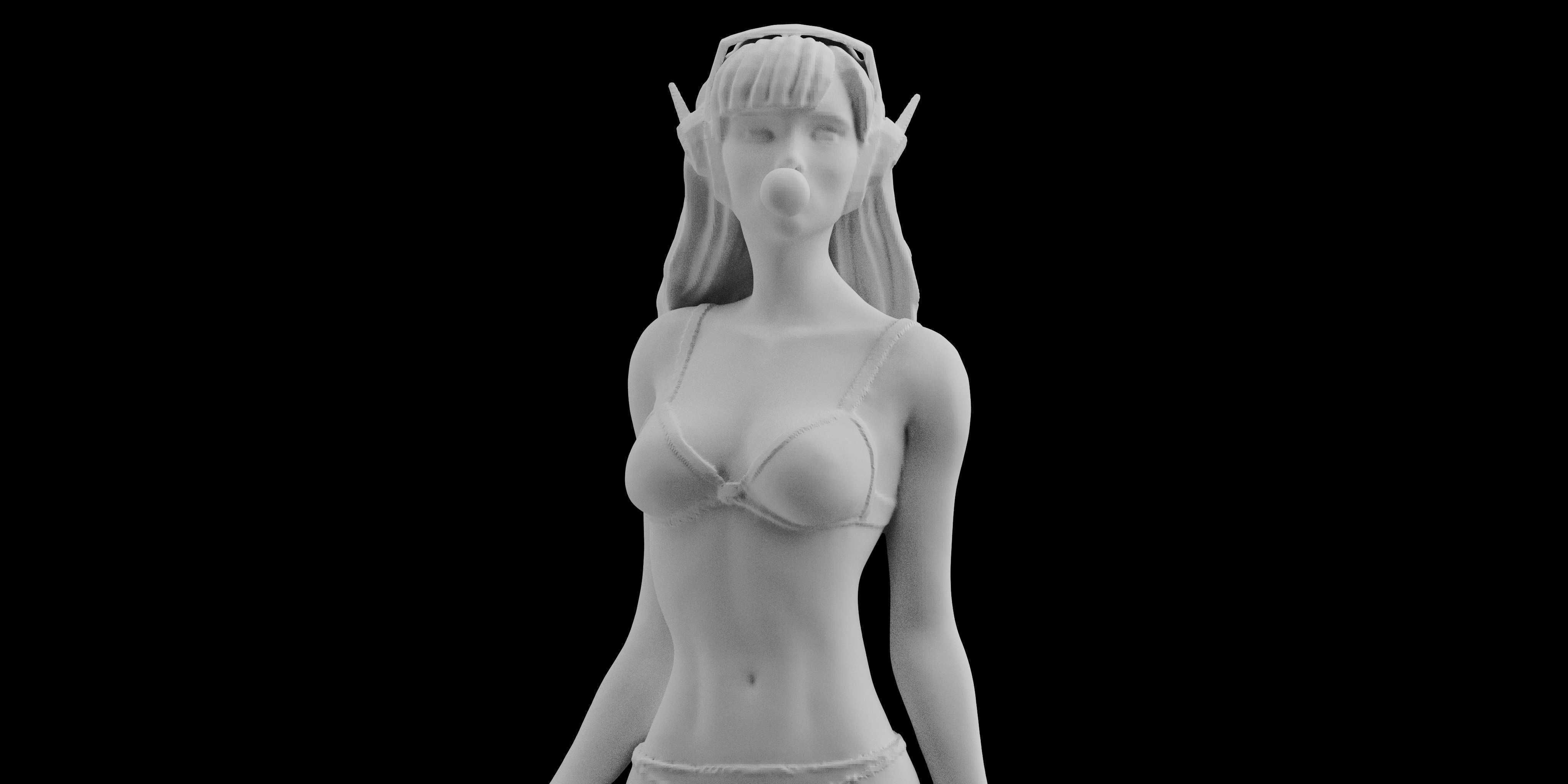 Overwatch DVa Pinup Statue Sculpt sexy figure 3D printing 3D print model_6