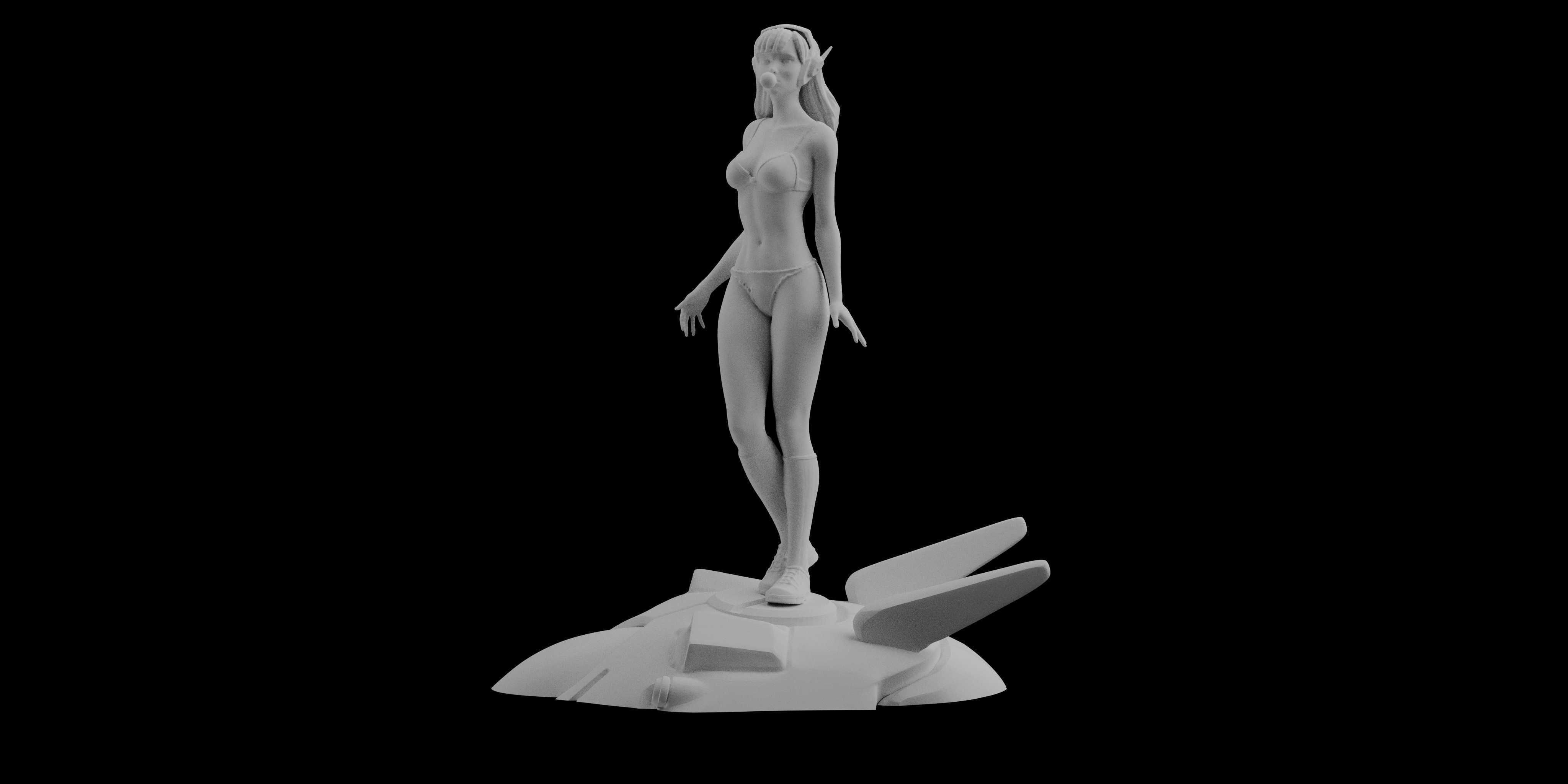 Overwatch DVa Pinup Statue Sculpt sexy figure 3D printing 3D print model_1