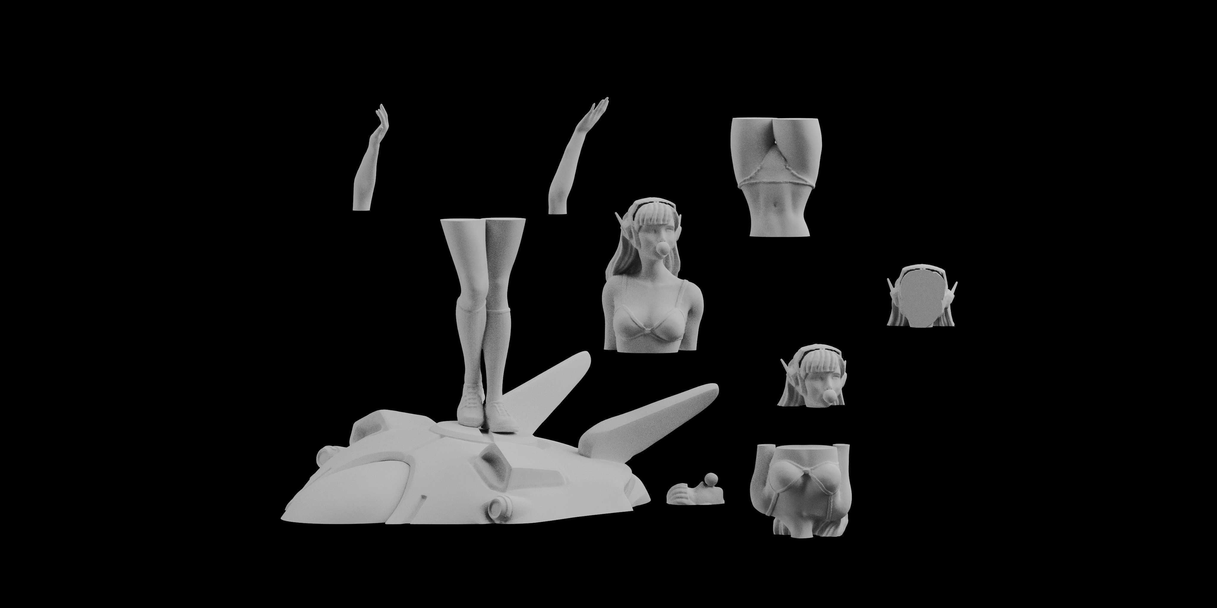 Overwatch DVa Pinup Statue Sculpt sexy figure 3D printing 3D print model_8