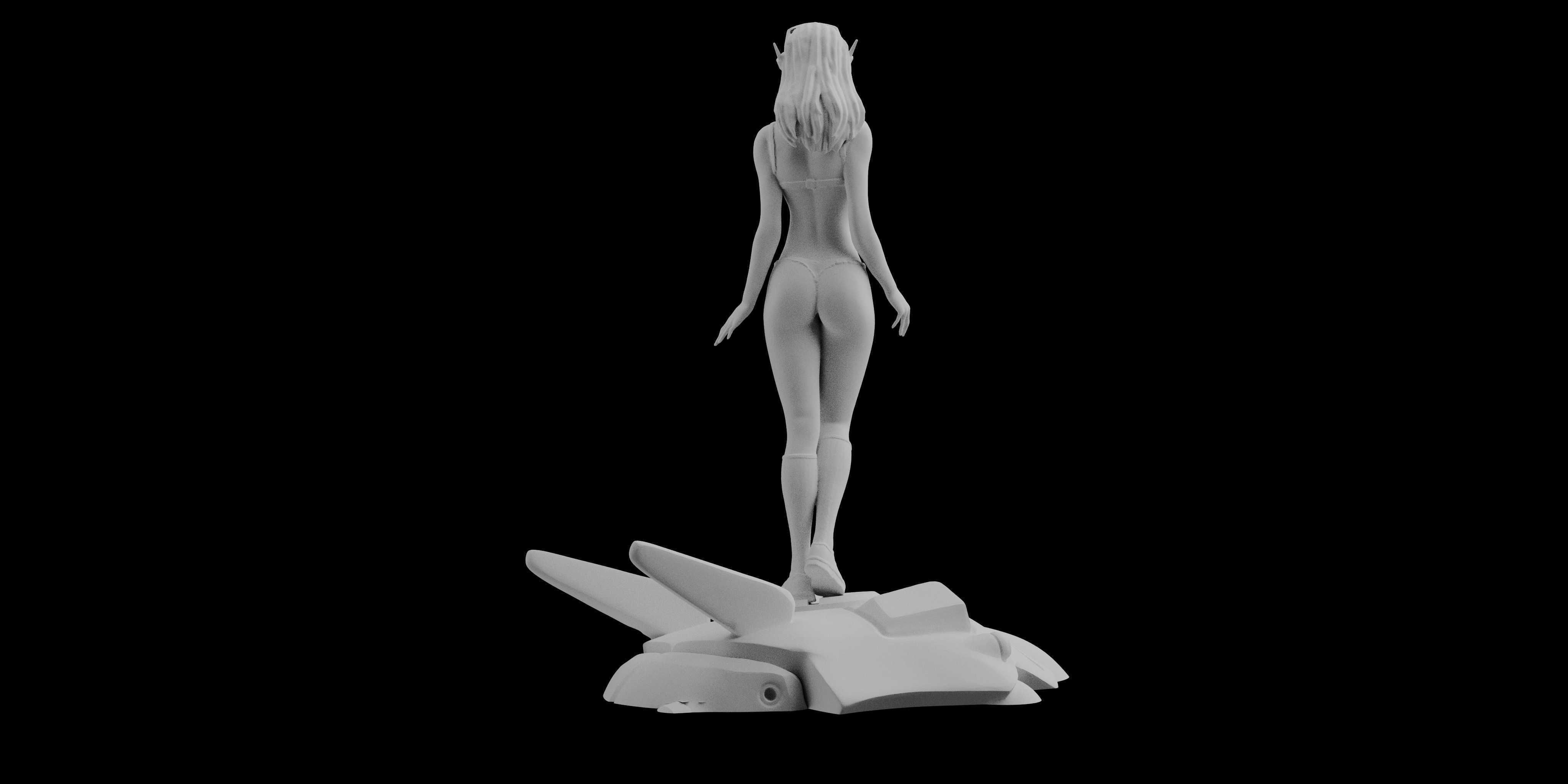 Overwatch DVa Pinup Statue Sculpt sexy figure 3D printing 3D print model_4