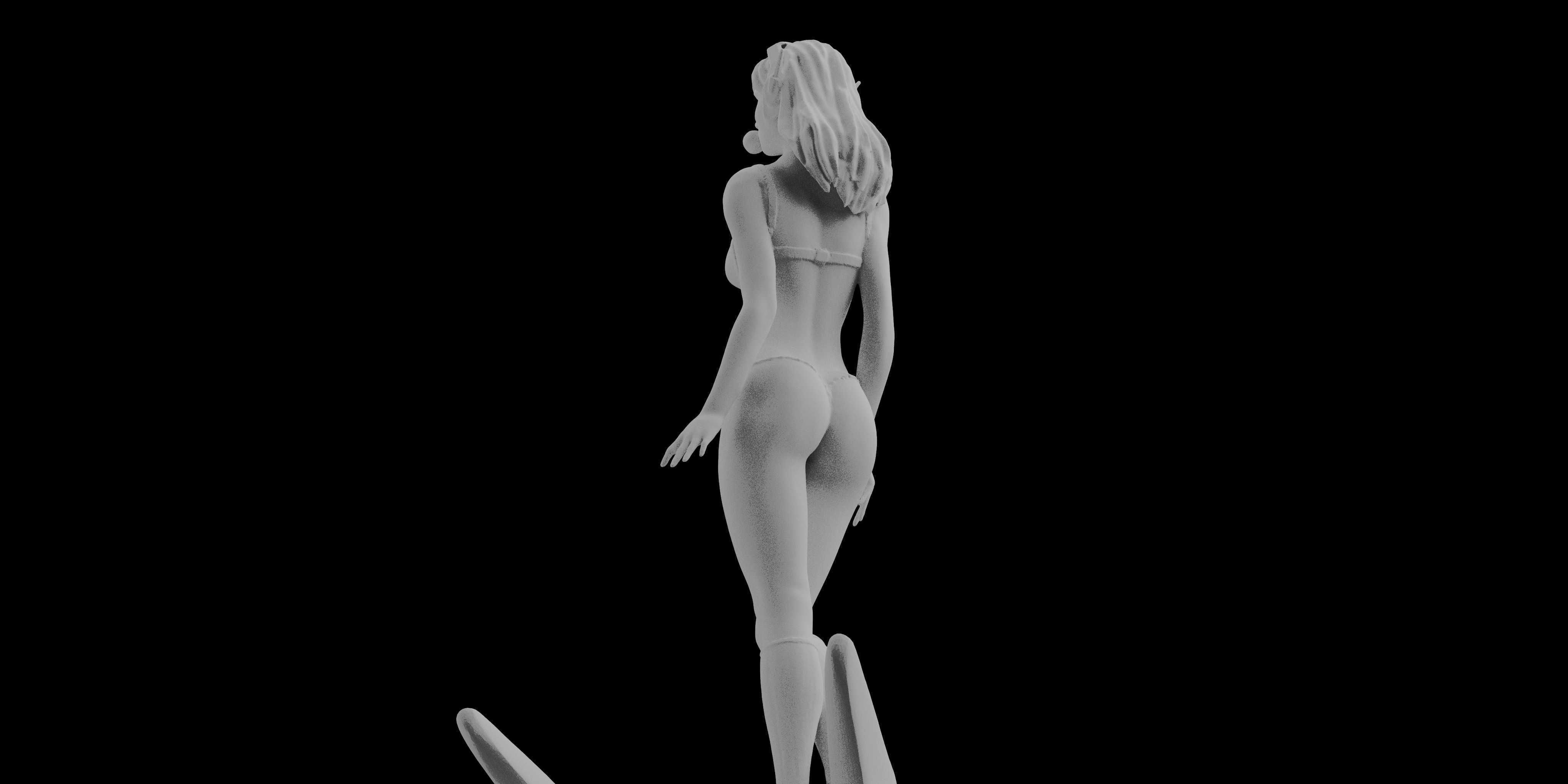 Overwatch DVa Pinup Statue Sculpt sexy figure 3D printing 3D print model_7