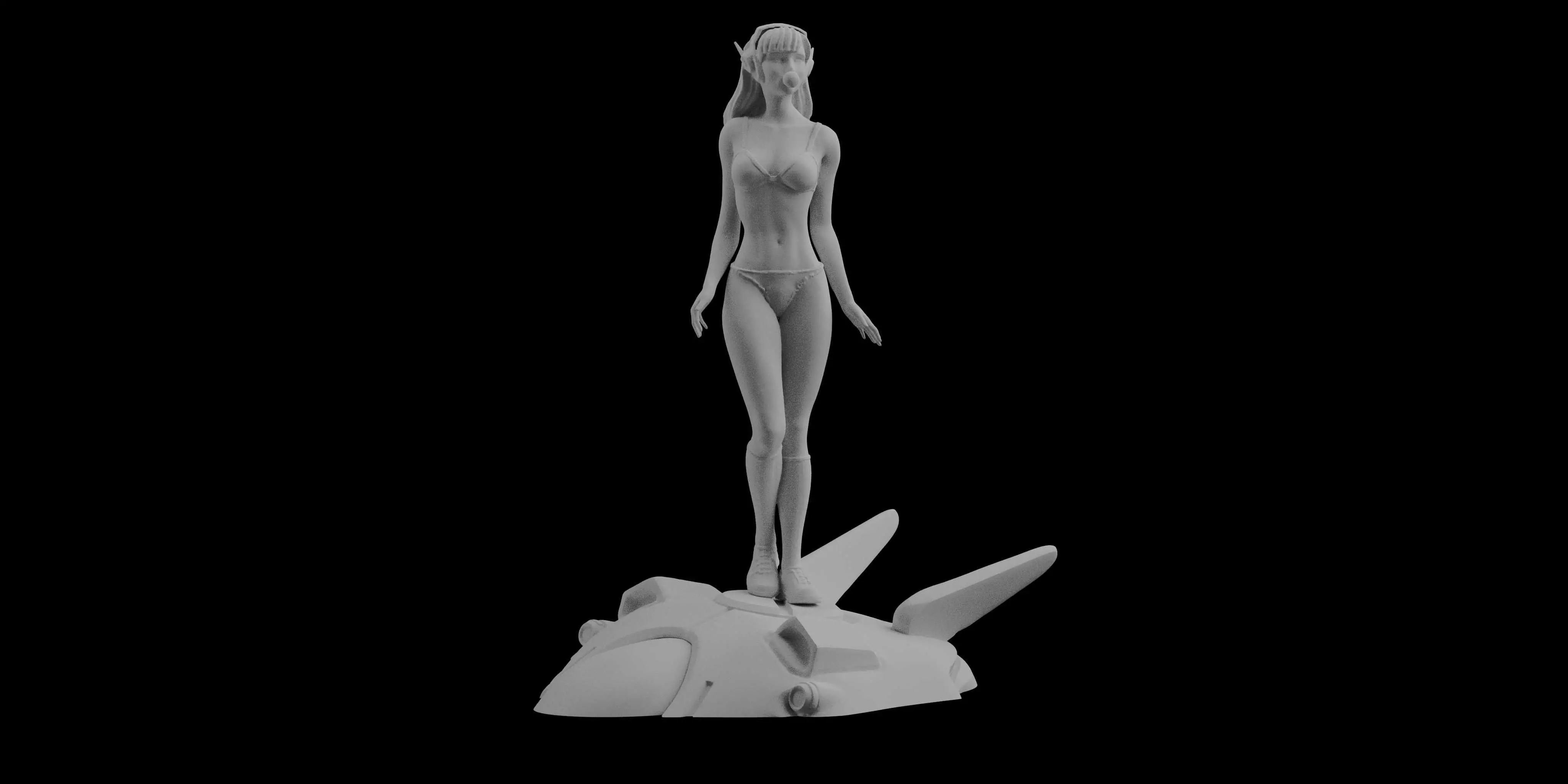 Overwatch DVa Pinup Statue Sculpt sexy figure 3D printing 3D print model_0