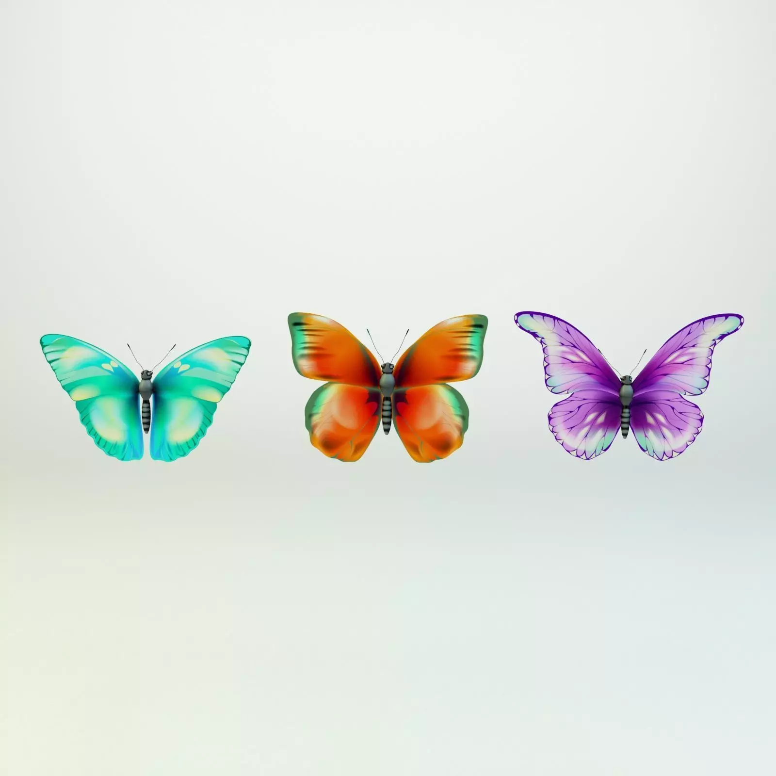 Cartoon Butterfly Low-poly 3D model 3D model_0