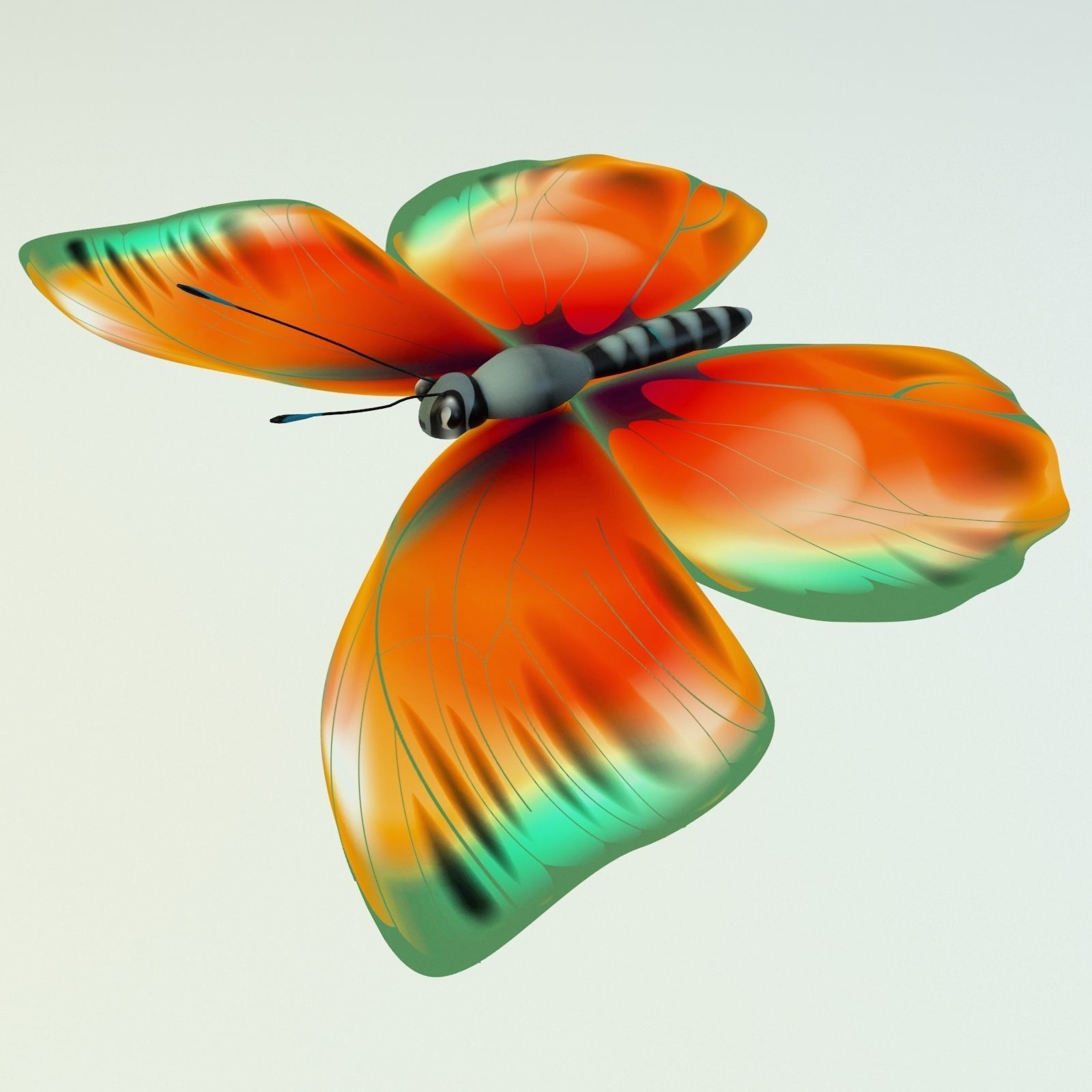 Cartoon Butterfly Low-poly 3D model 3D model_2