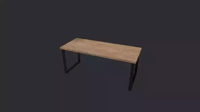 Beech Wood Modern Table with Black Legs Low-poly 3D model