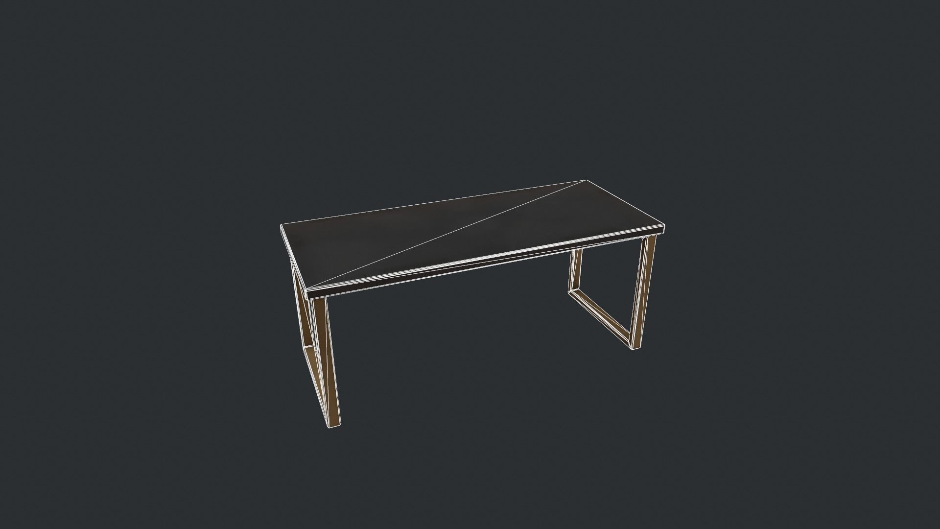 Black Table with Gold Legs Low-poly 3D model_21
