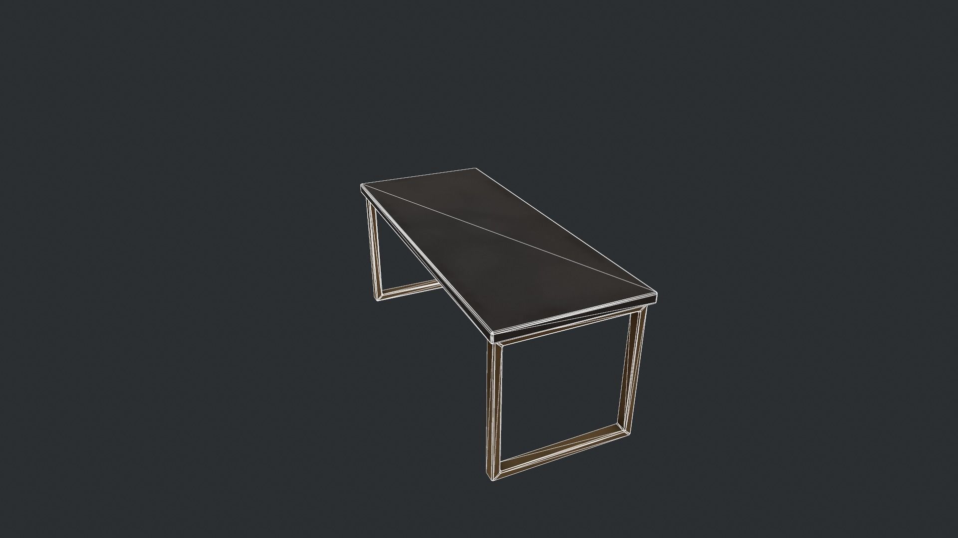 Black Table with Gold Legs Low-poly 3D model_18