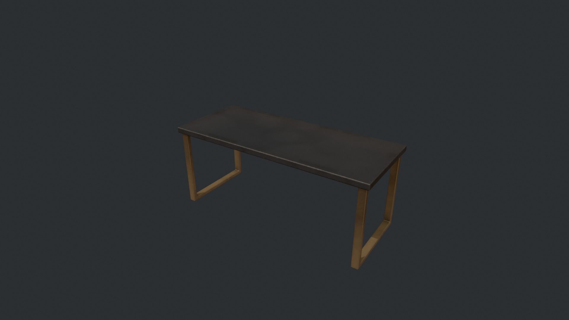 Black Table with Gold Legs Low-poly 3D model_11