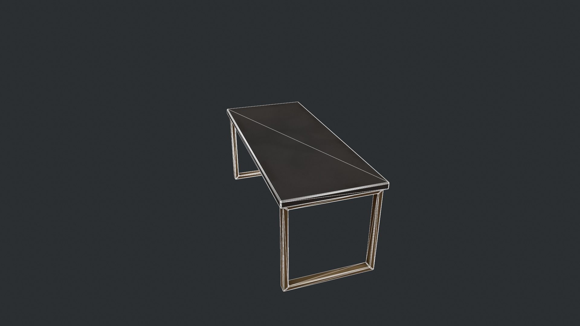 Black Table with Gold Legs Low-poly 3D model_13