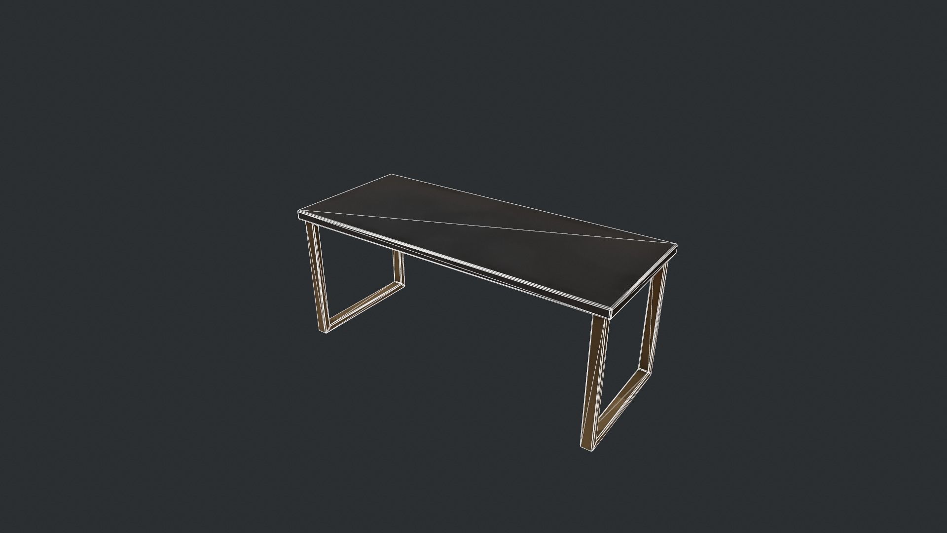Black Table with Gold Legs Low-poly 3D model_17