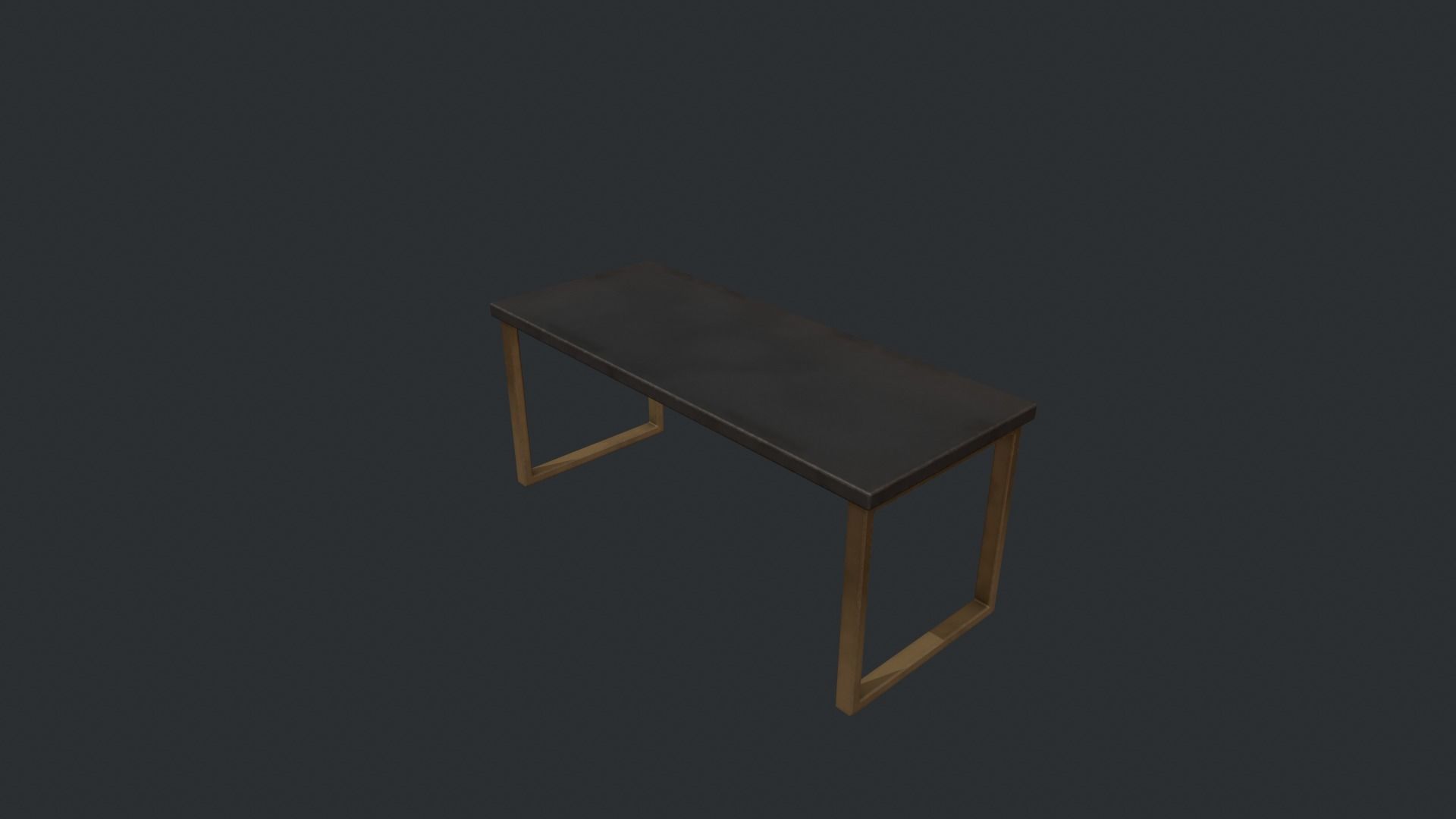 Black Table with Gold Legs Low-poly 3D model_1