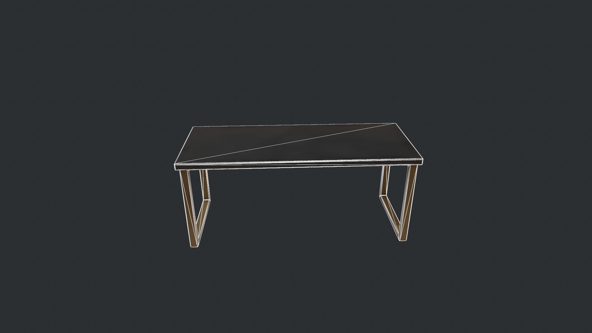 Black Table with Gold Legs Low-poly 3D model_16