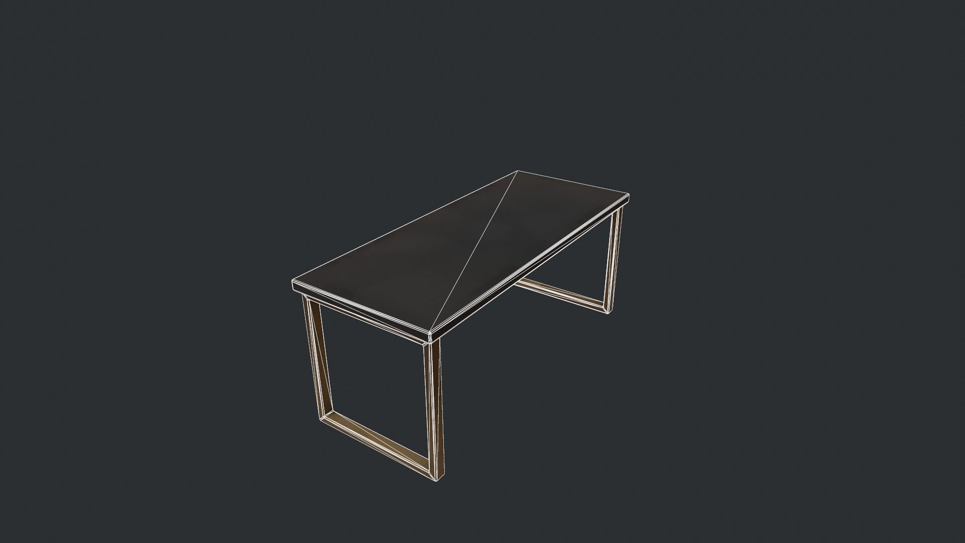 Black Table with Gold Legs Low-poly 3D model_20
