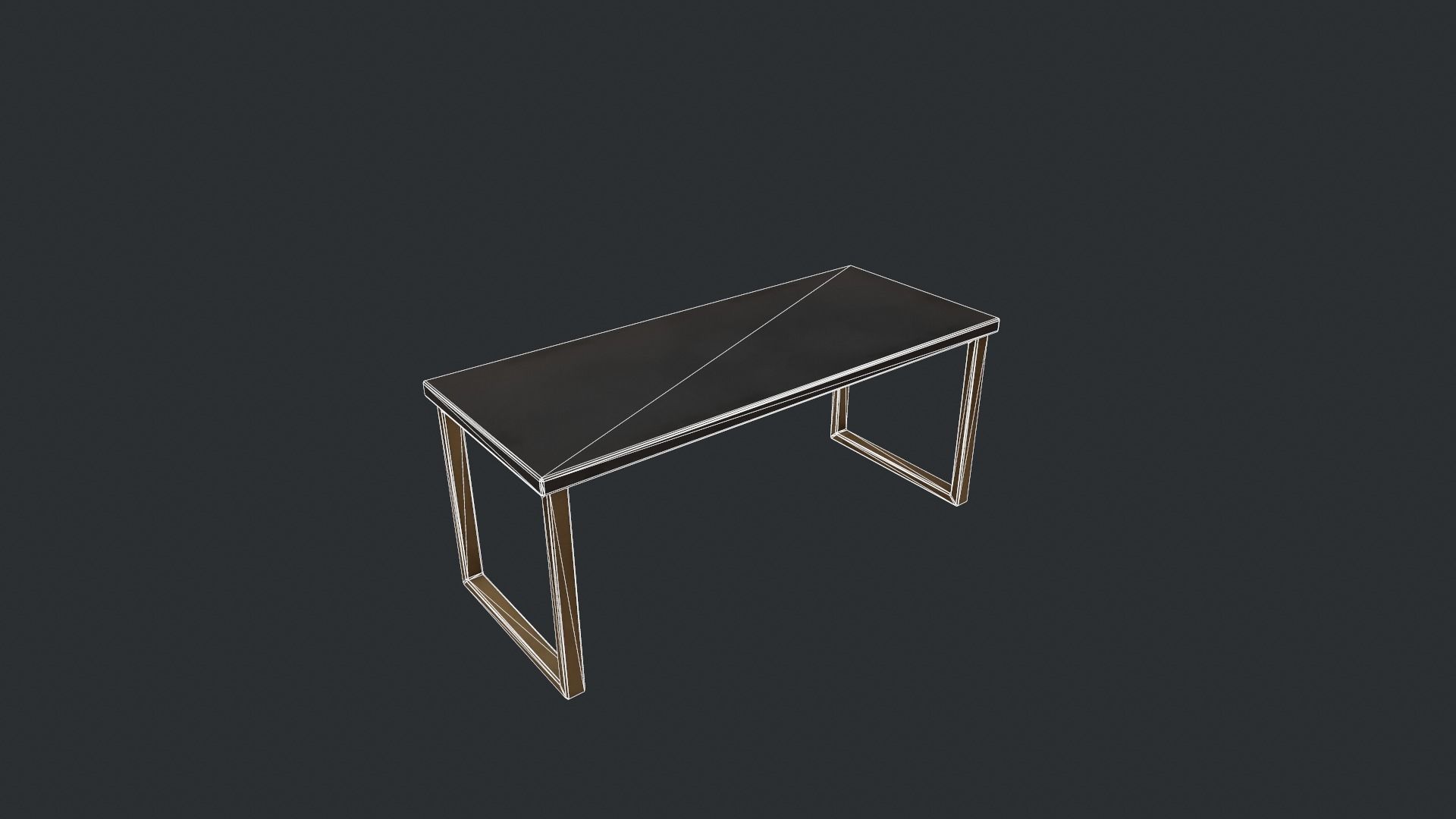Black Table with Gold Legs Low-poly 3D model_15