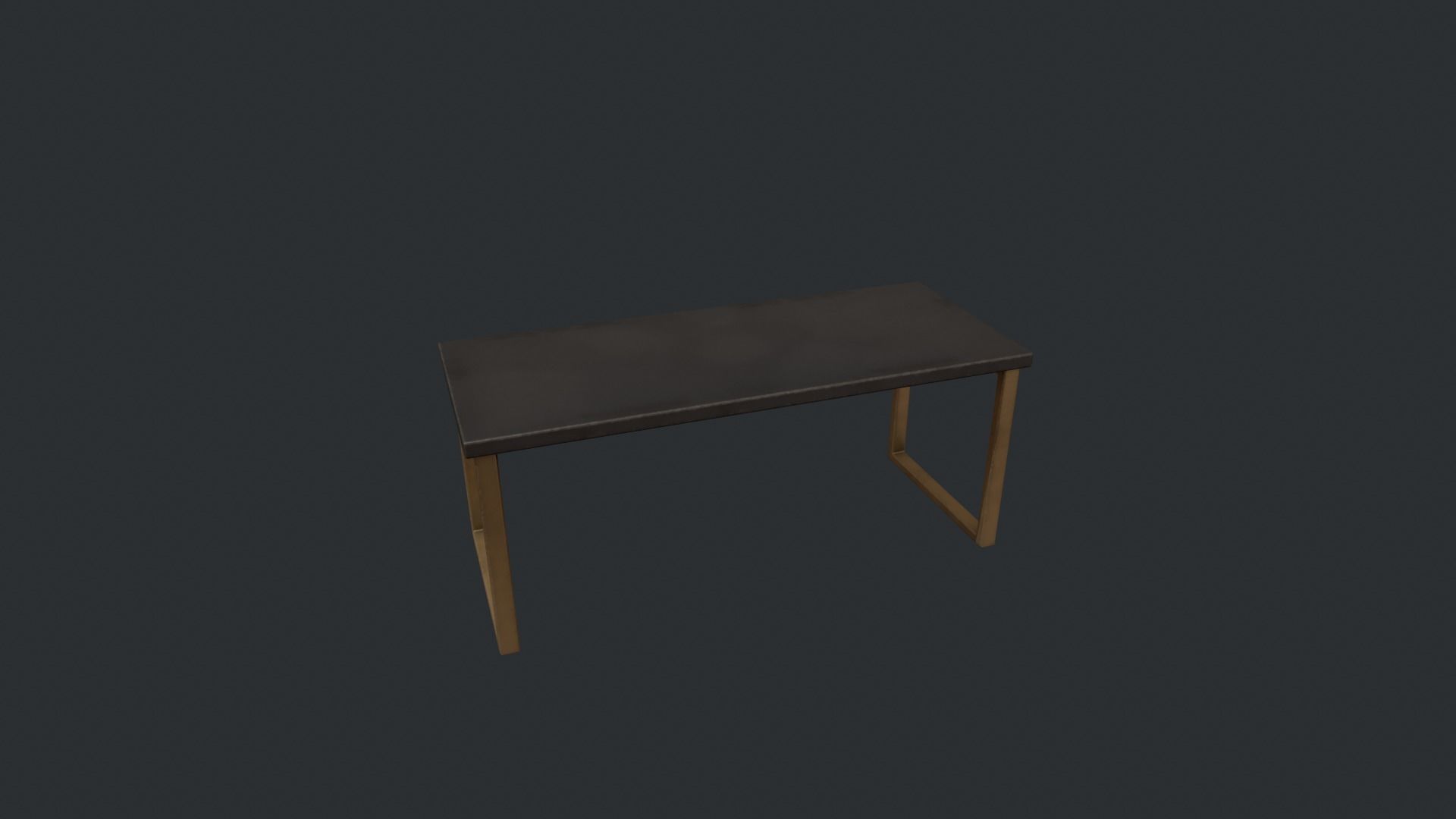 Black Table with Gold Legs Low-poly 3D model_9