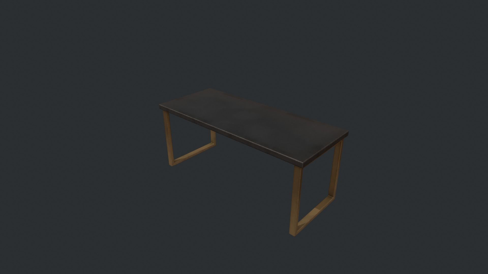 Black Table with Gold Legs Low-poly 3D model_6