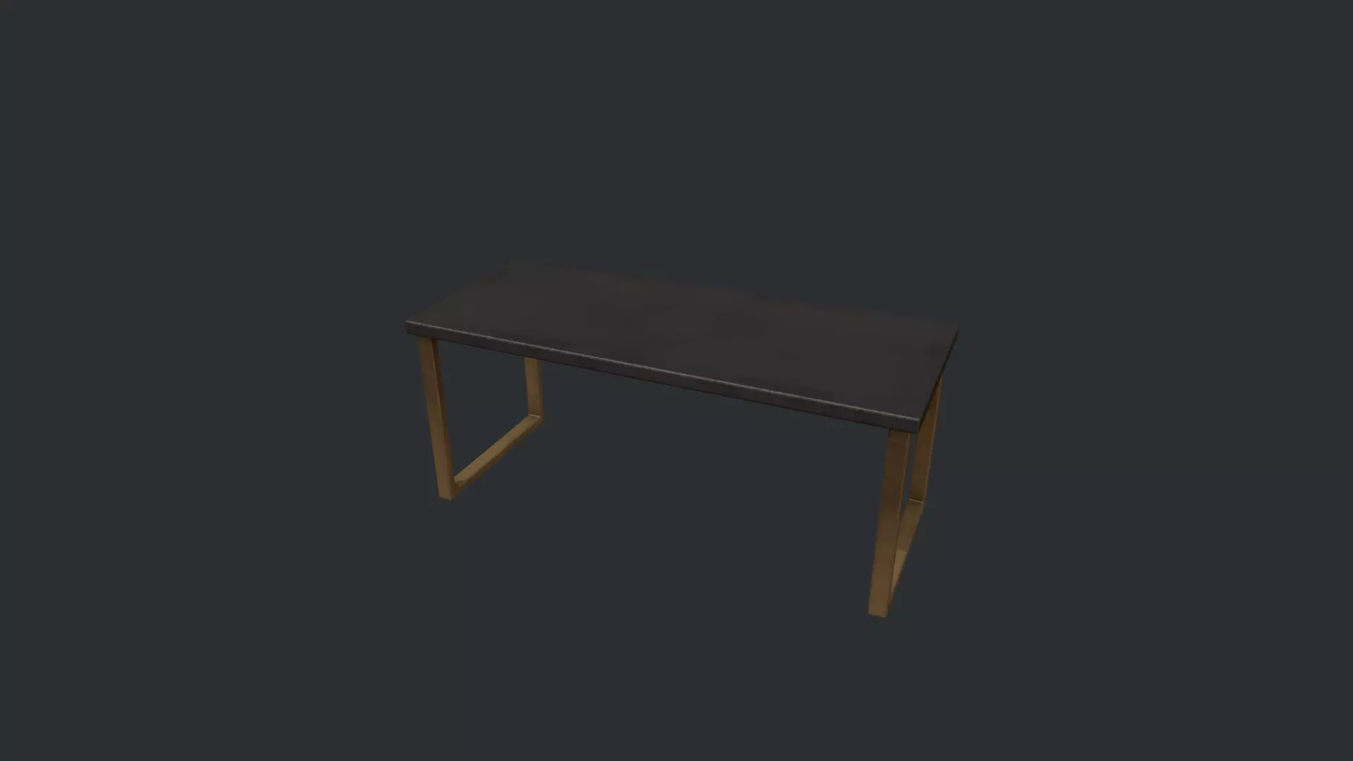 Black Table with Gold Legs Low-poly 3D model_0