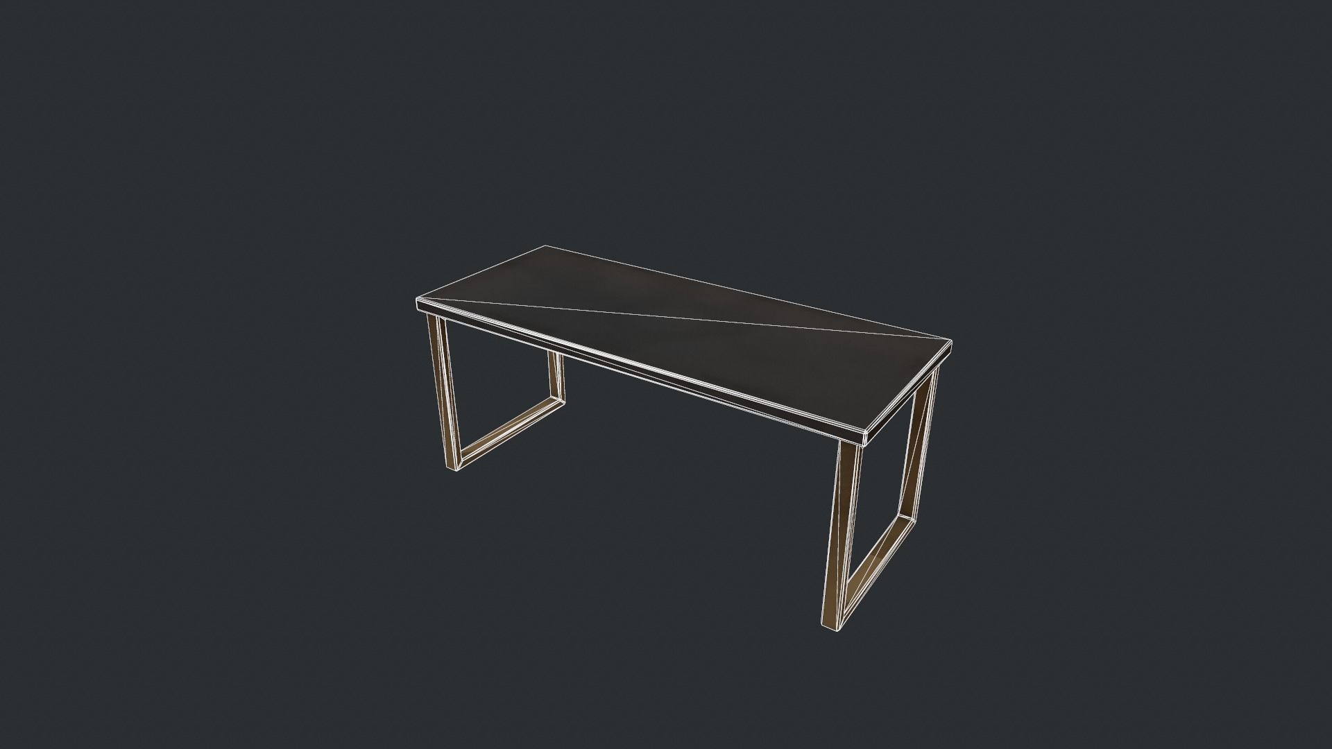 Black Table with Gold Legs Low-poly 3D model_12