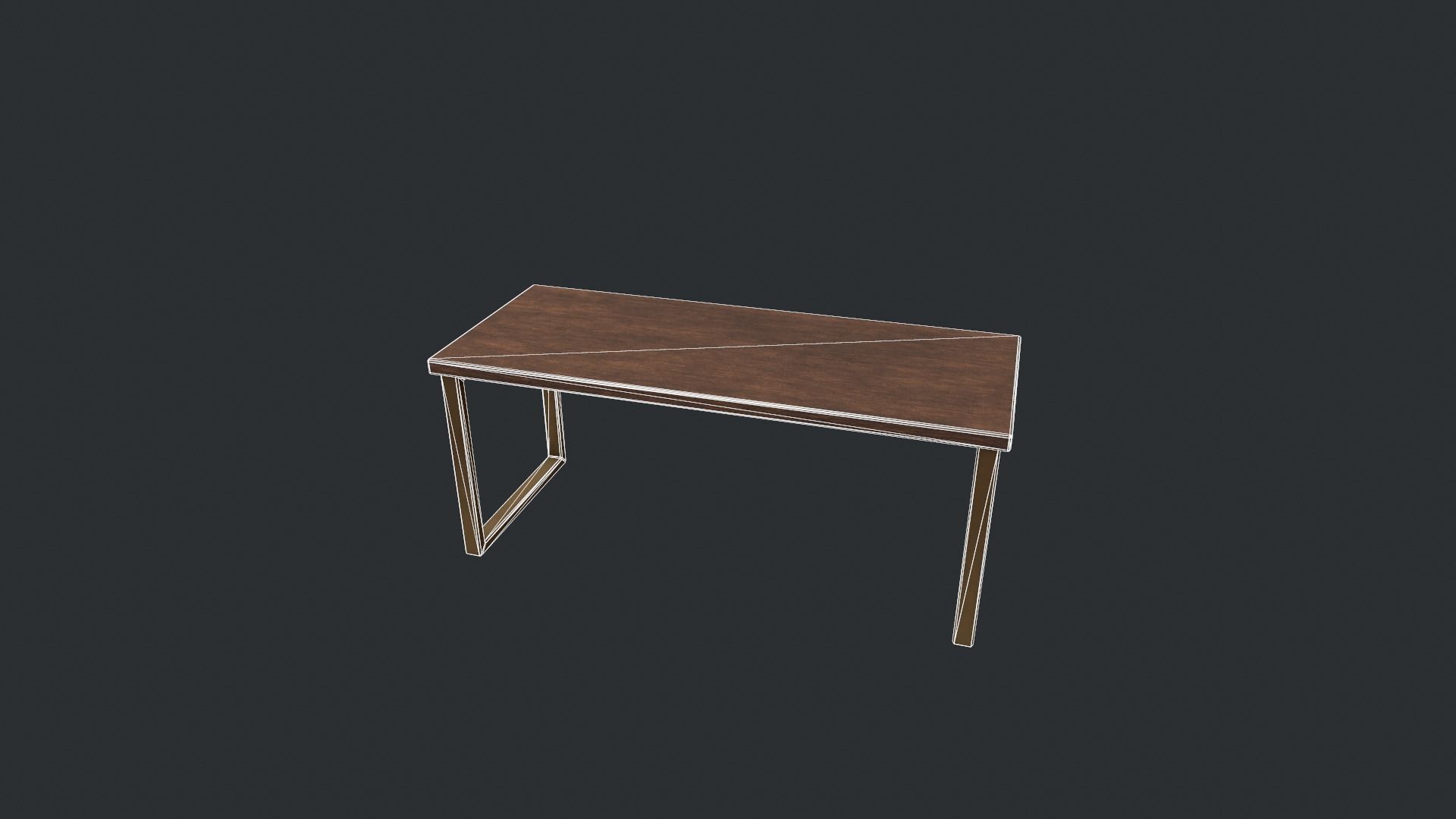 Wooden Modern Table  Low-poly 3D model_16
