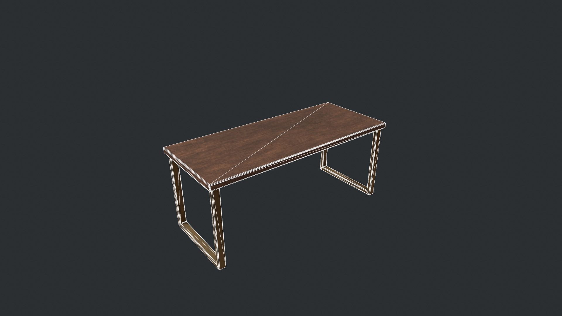 Wooden Modern Table  Low-poly 3D model_14