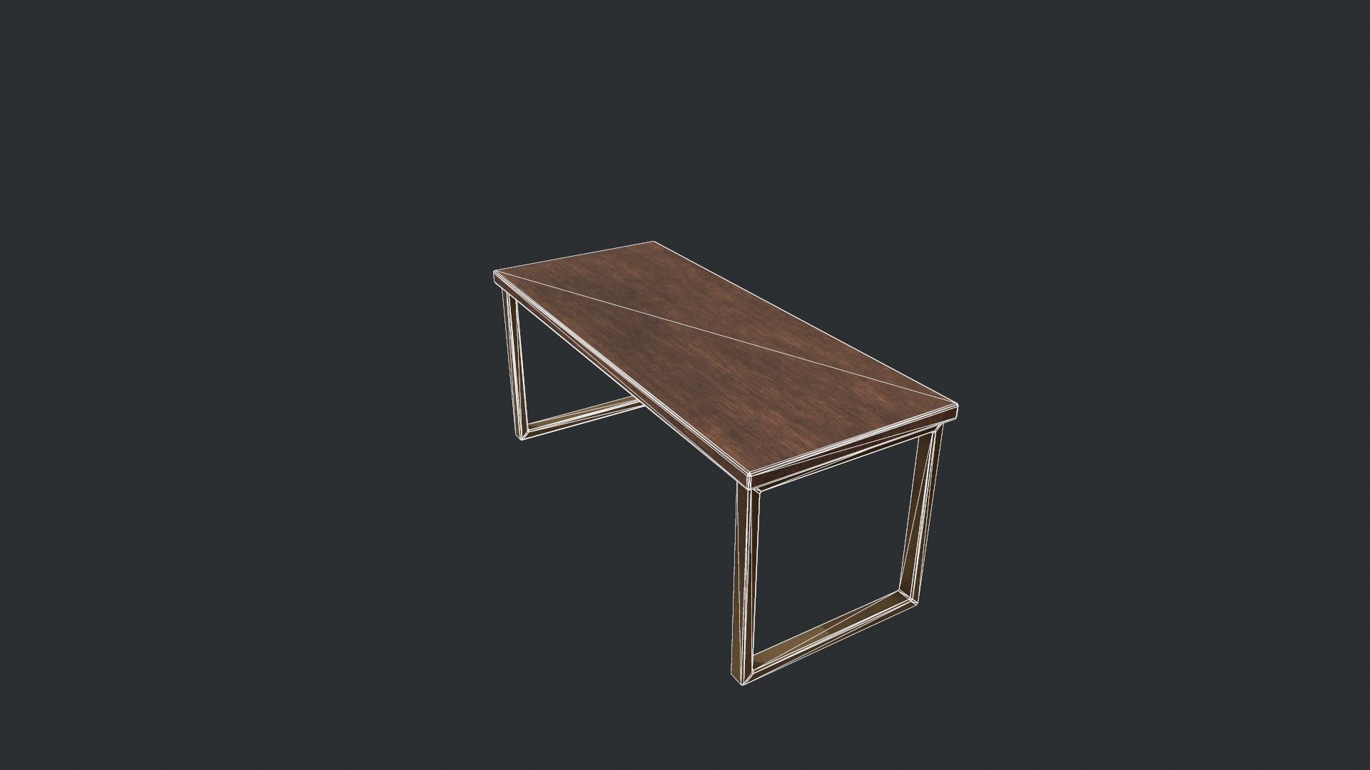 Wooden Modern Table  Low-poly 3D model_12