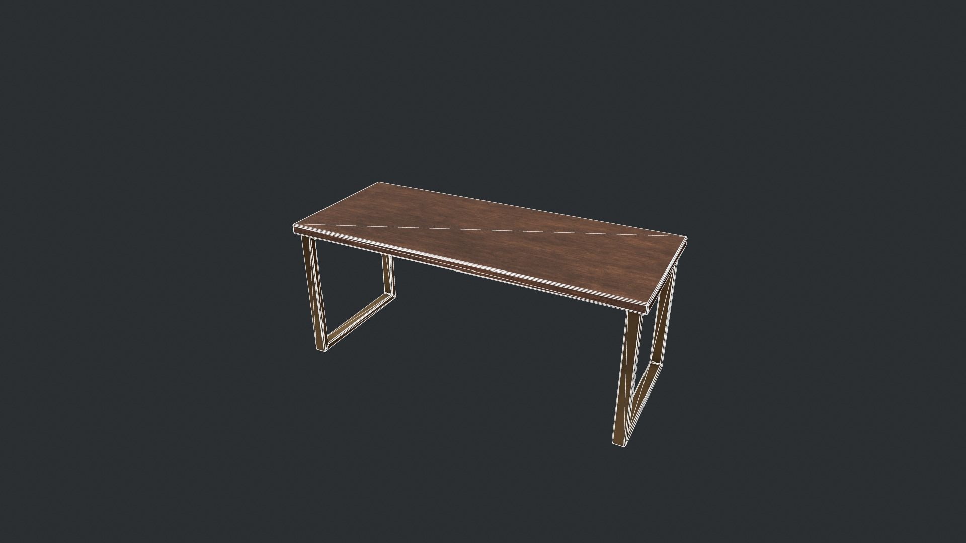 Wooden Modern Table  Low-poly 3D model_21