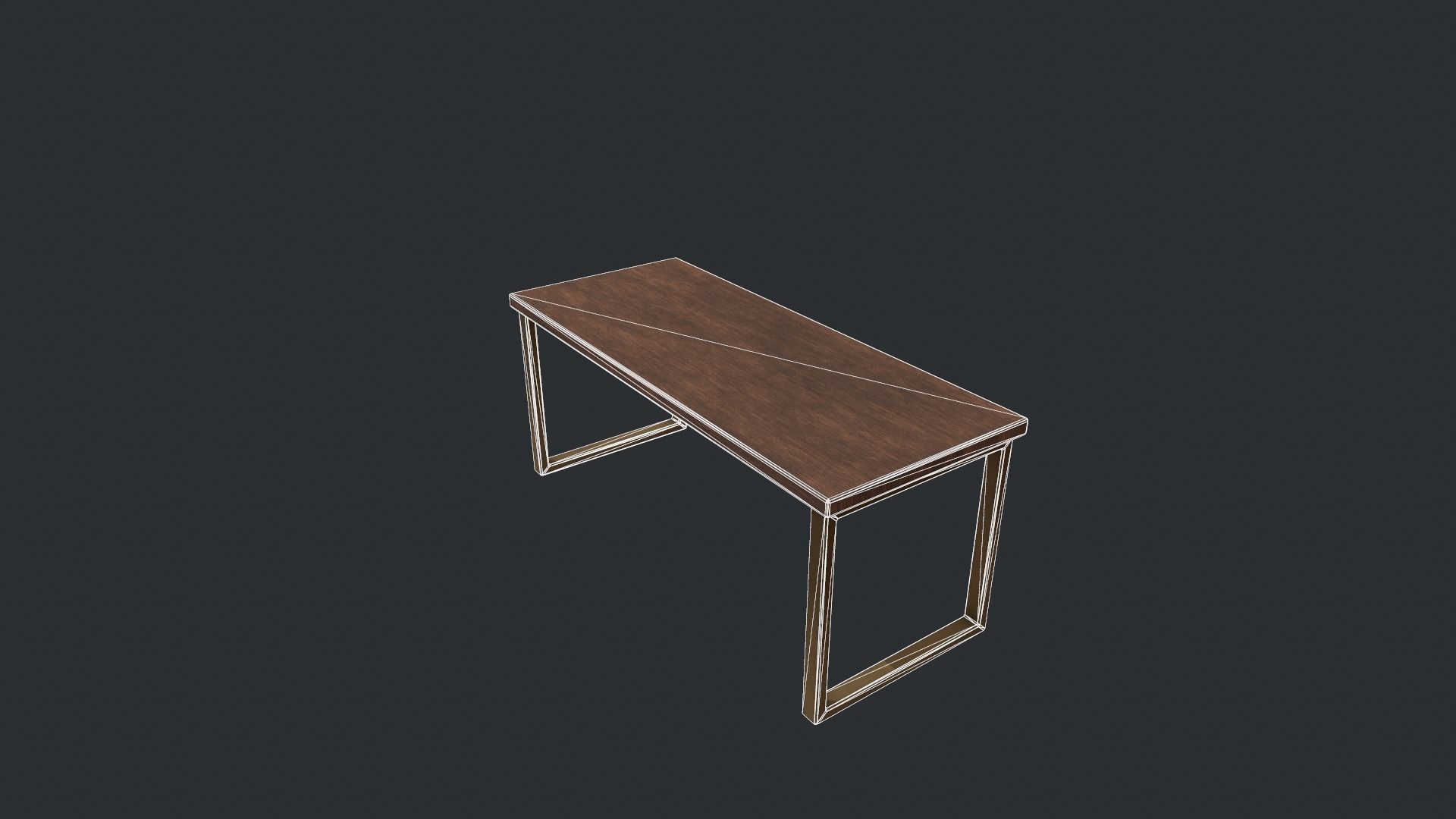 Wooden Modern Table  Low-poly 3D model_17