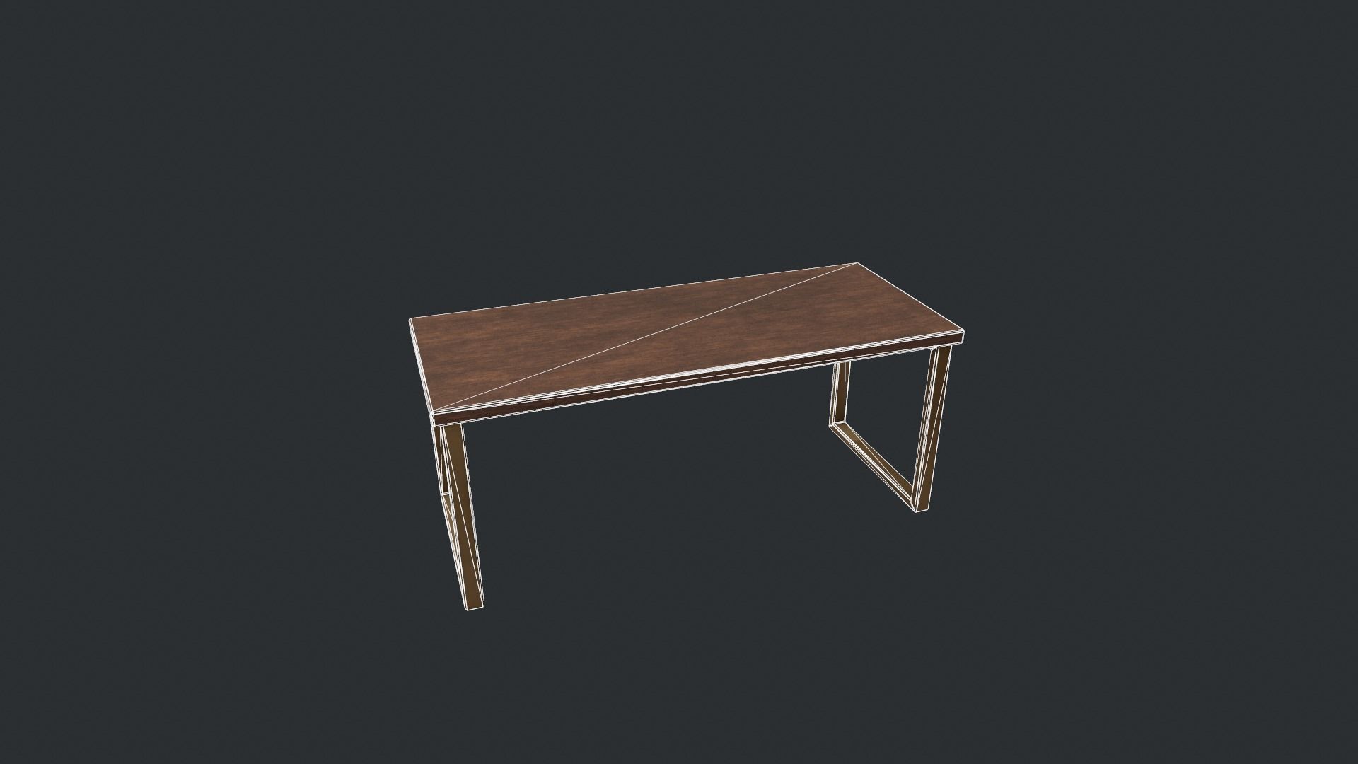 Wooden Modern Table  Low-poly 3D model_15