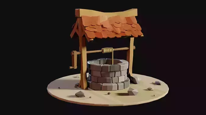 LowPolly Well - Blender - Game Asset  Free low-poly 3D model