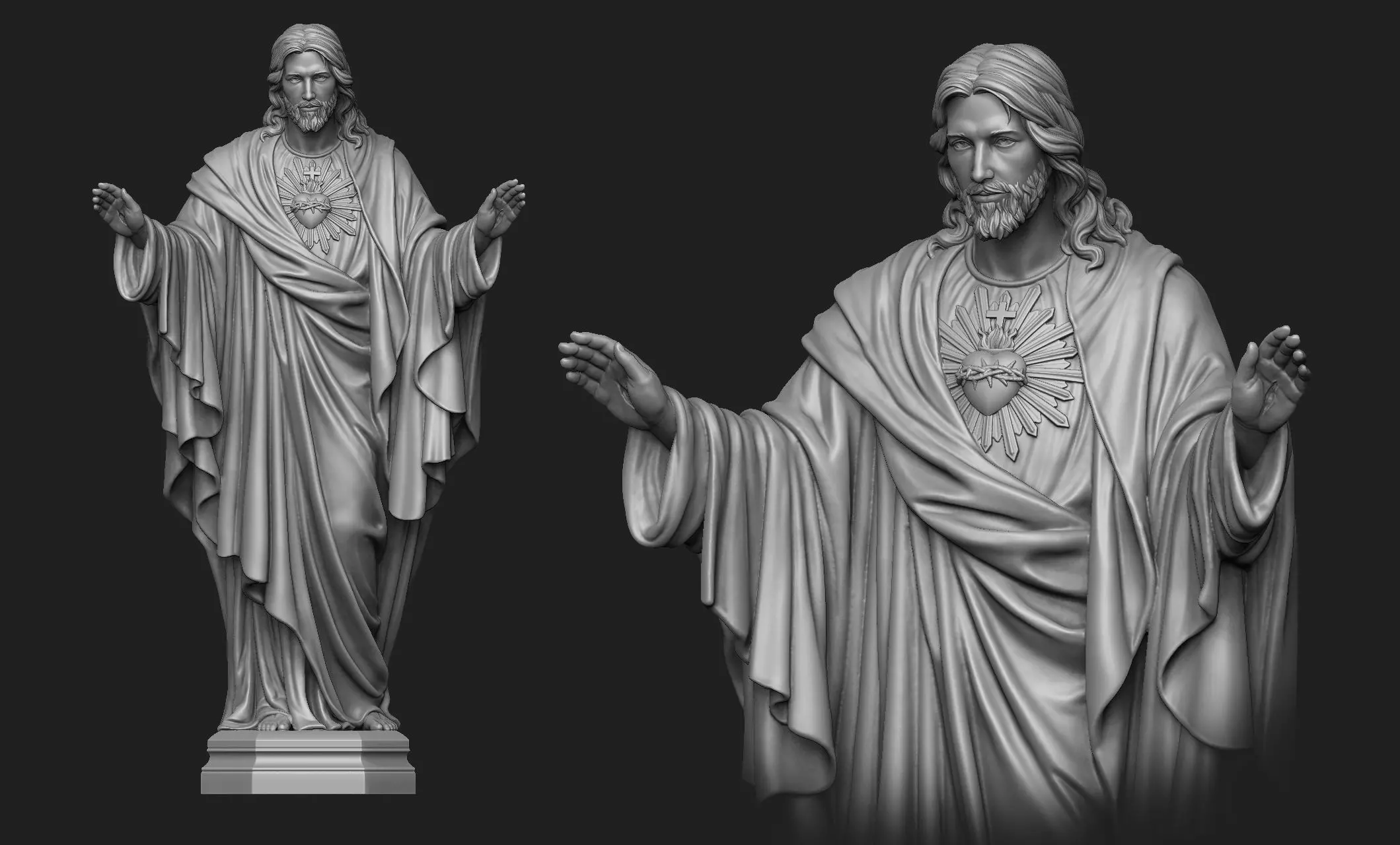 Jesus with a Sacred Heart Statue 4 3D print model