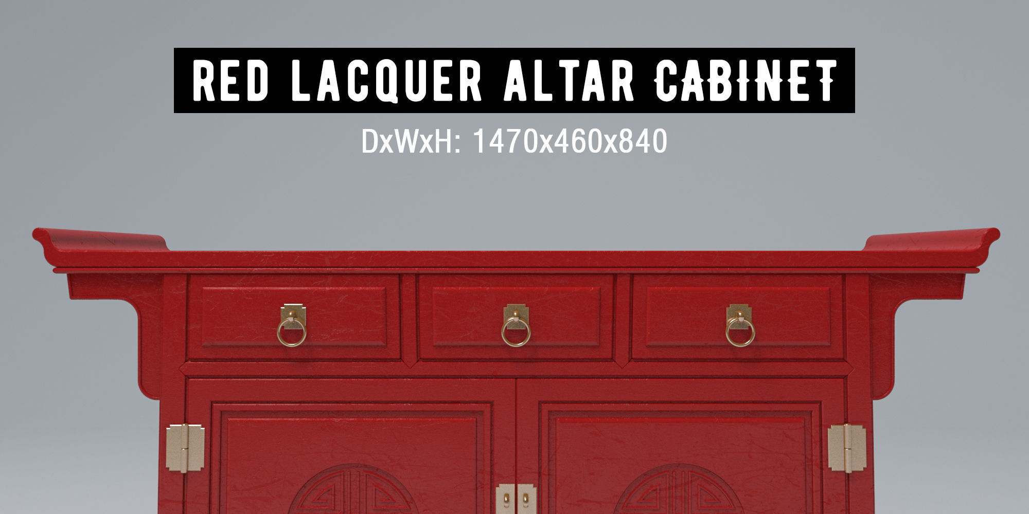 RED LACQUER ALTAR CABINET 3D model_1