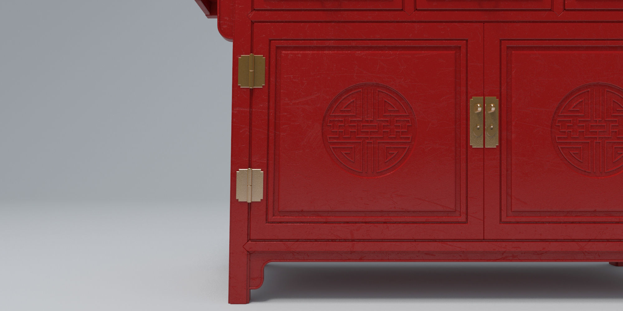 RED LACQUER ALTAR CABINET 3D model_2