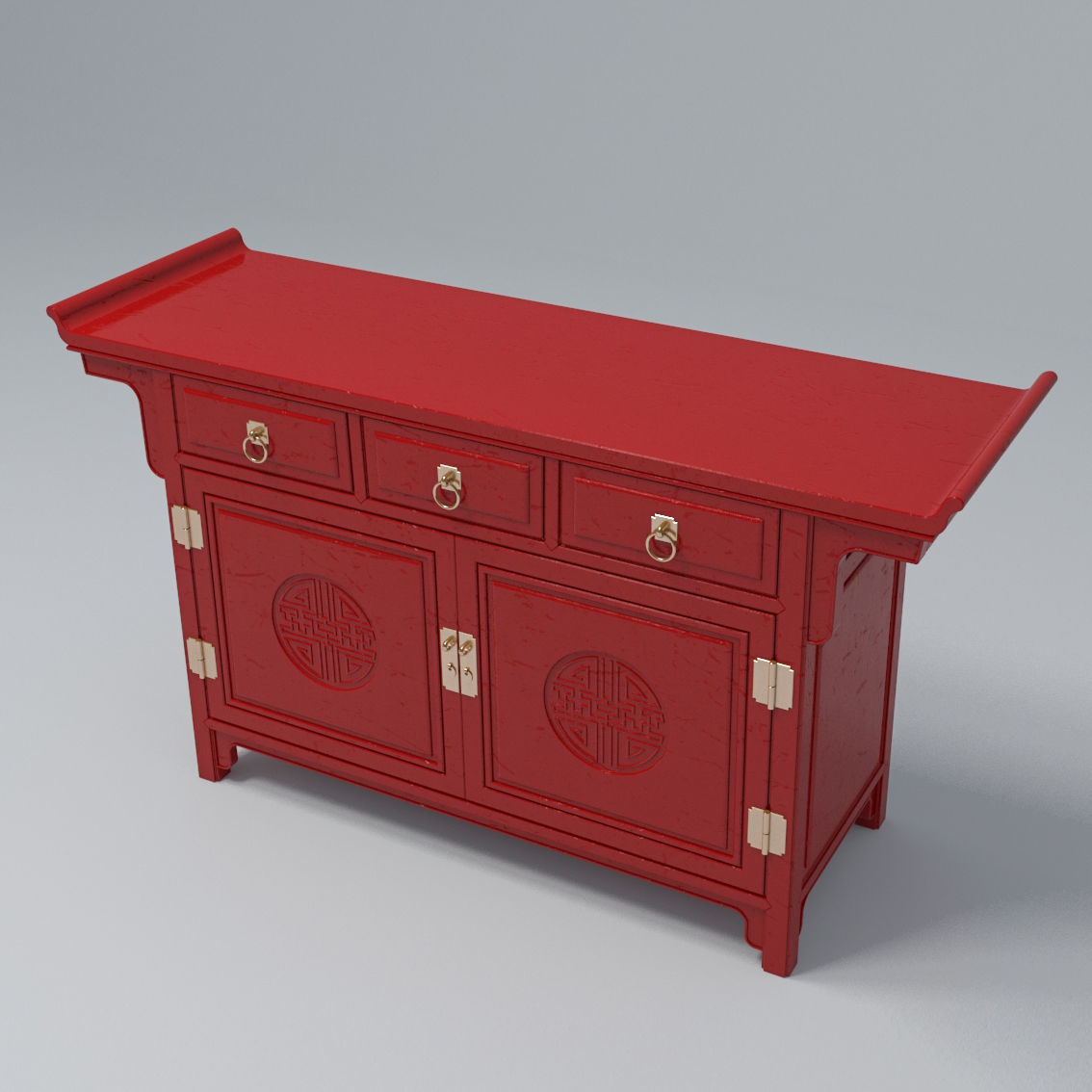 RED LACQUER ALTAR CABINET 3D model_3