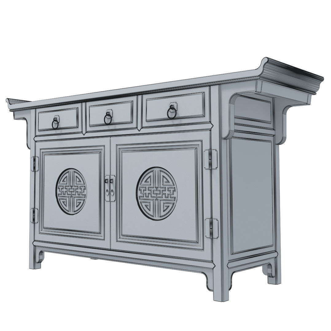 RED LACQUER ALTAR CABINET 3D model_9