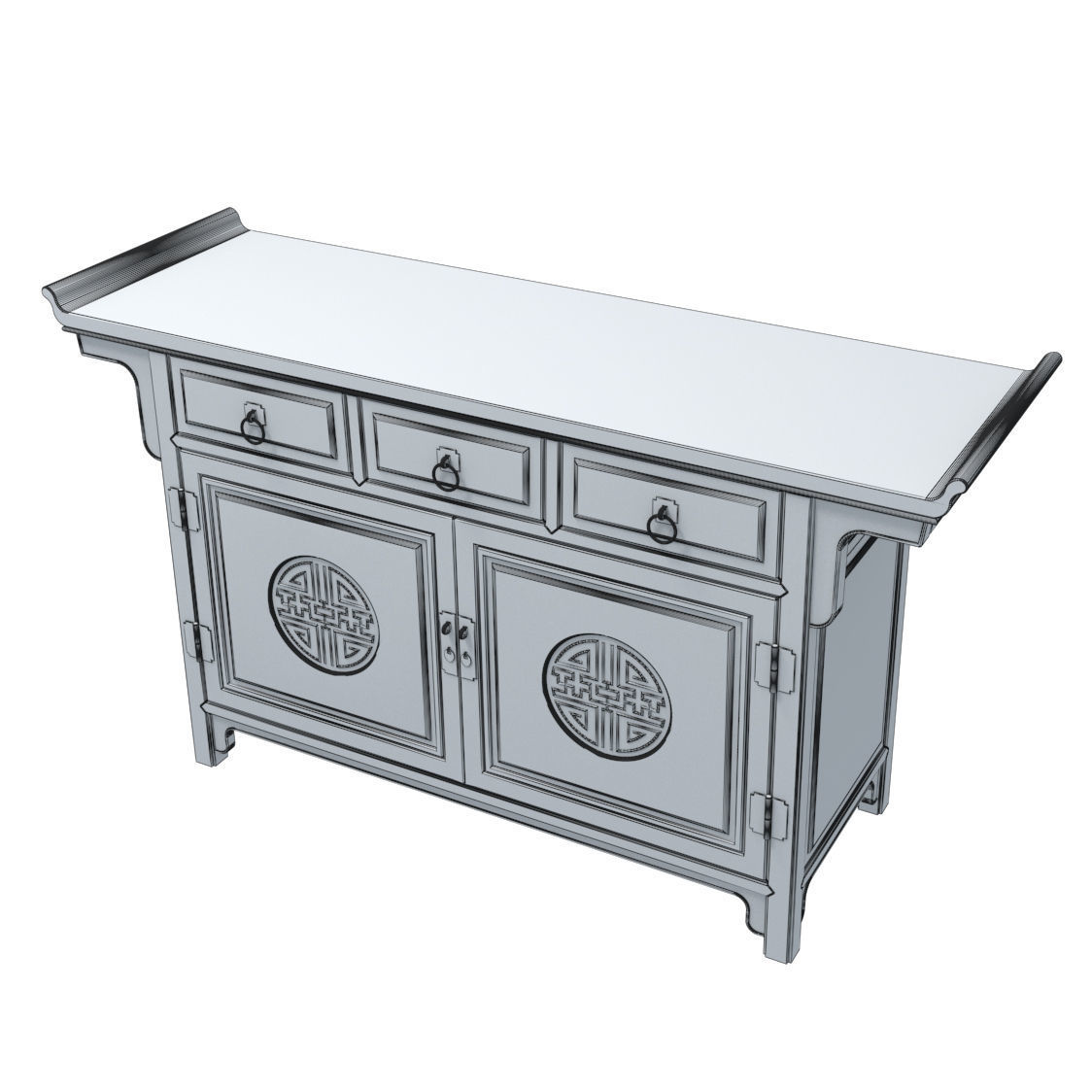 RED LACQUER ALTAR CABINET 3D model_8