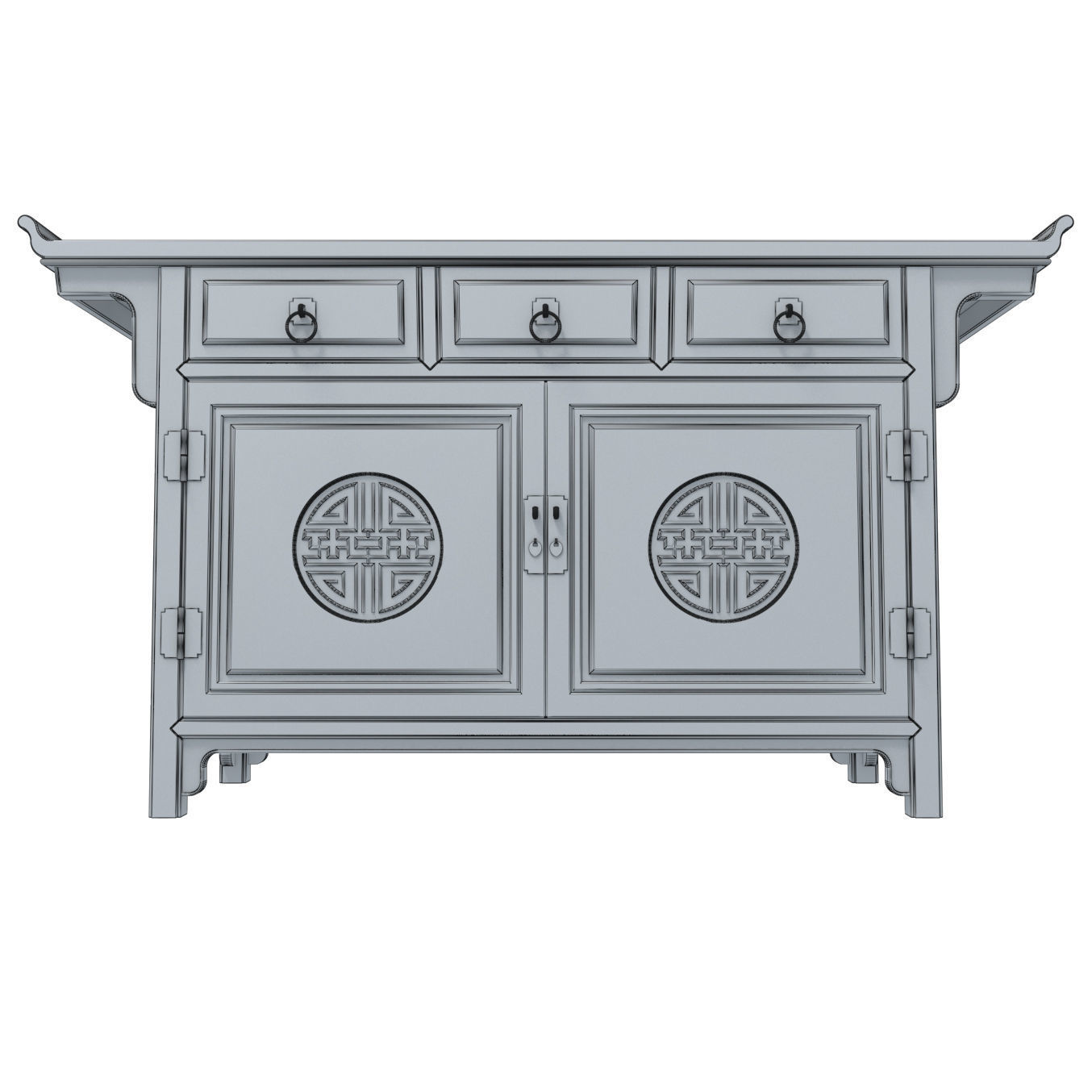 RED LACQUER ALTAR CABINET 3D model_5