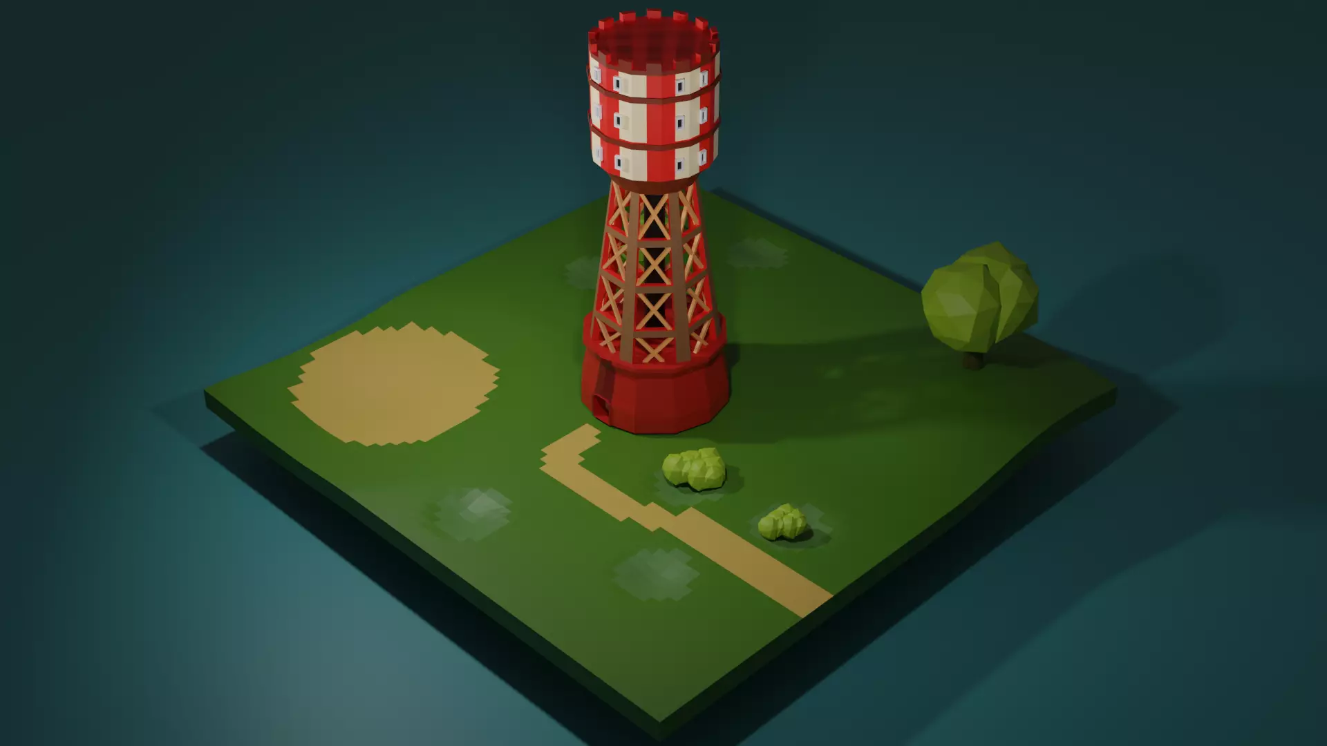 Menara Air Tirtanadi Medan Lowpoly Low-poly 3D model_0