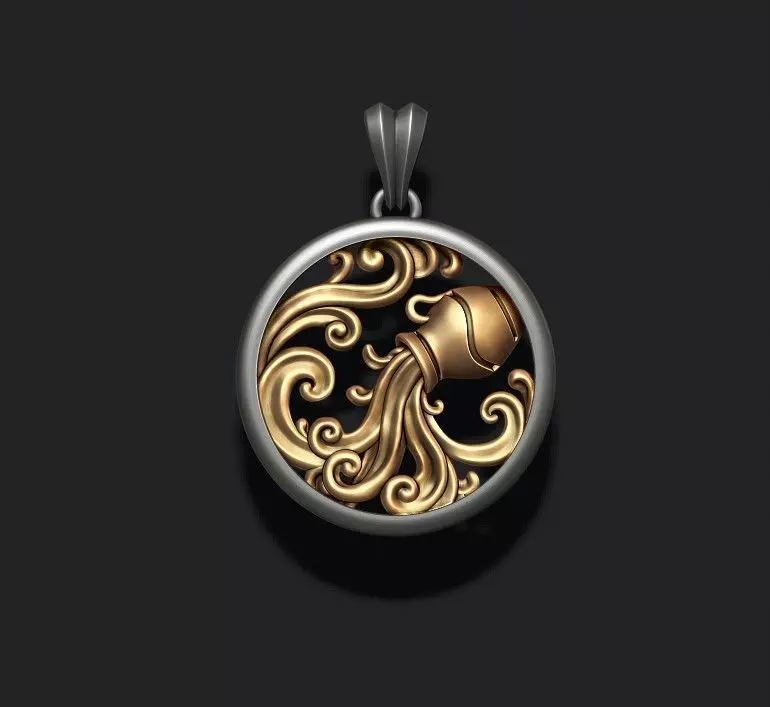 Horoscope acuario pendant 3D print model