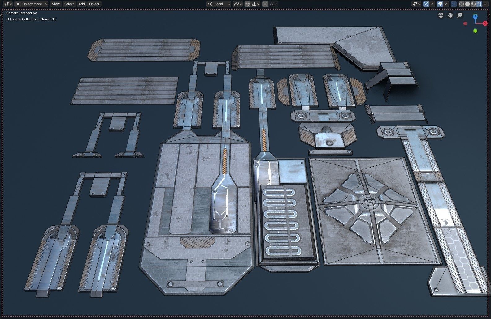 Sci fi  architectural kit - Game Ready Low-poly 3D model_11
