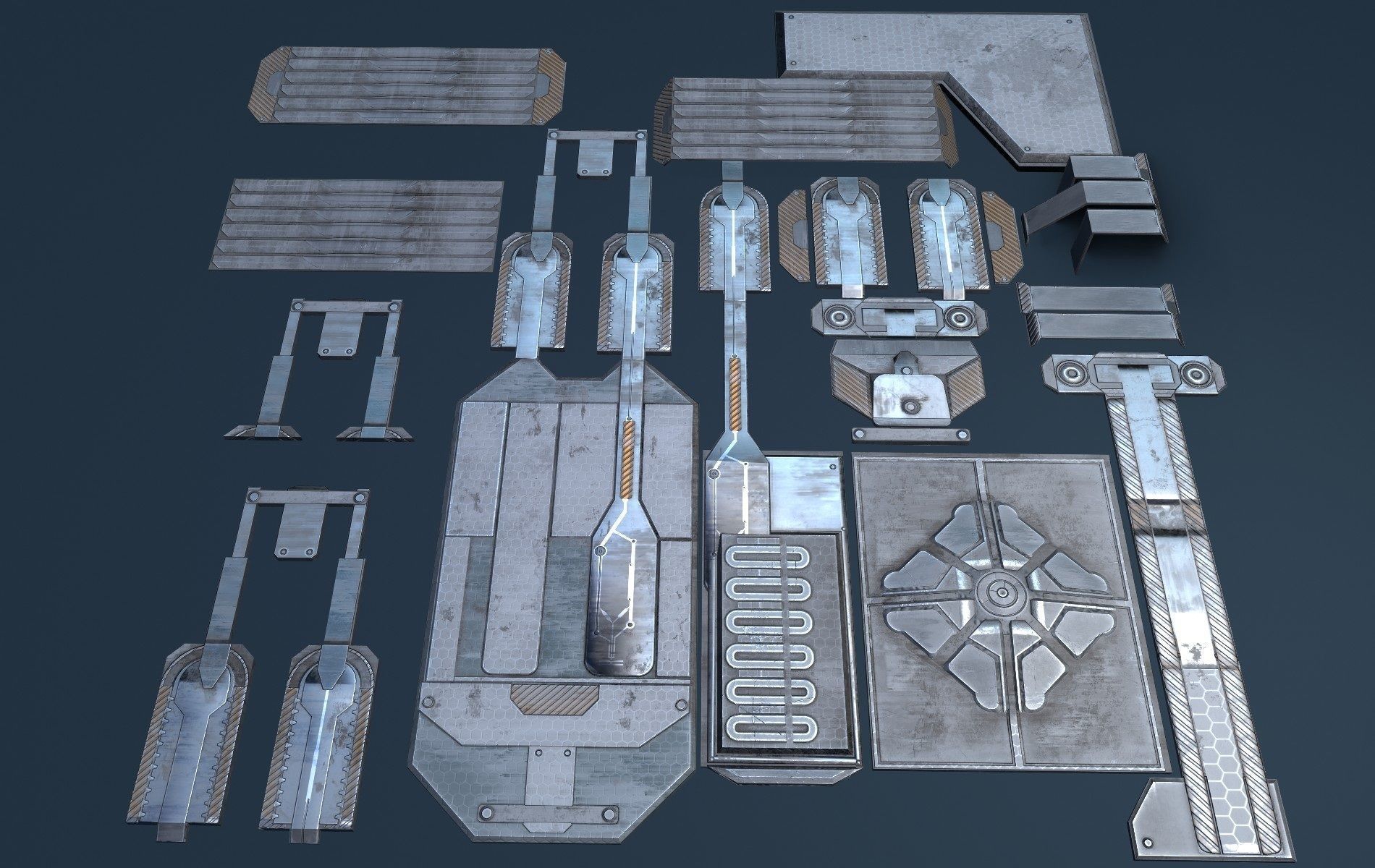 Sci fi  architectural kit - Game Ready Low-poly 3D model_10