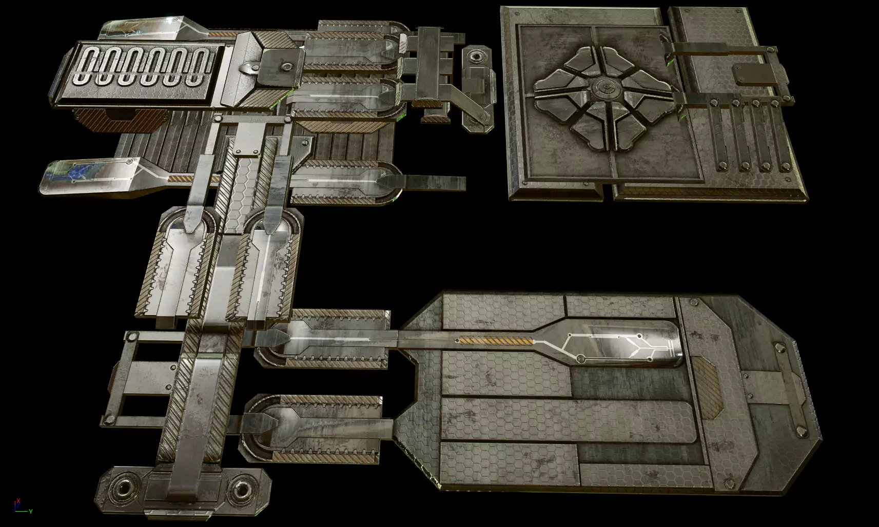 Sci fi  architectural kit - Game Ready Low-poly 3D model_0