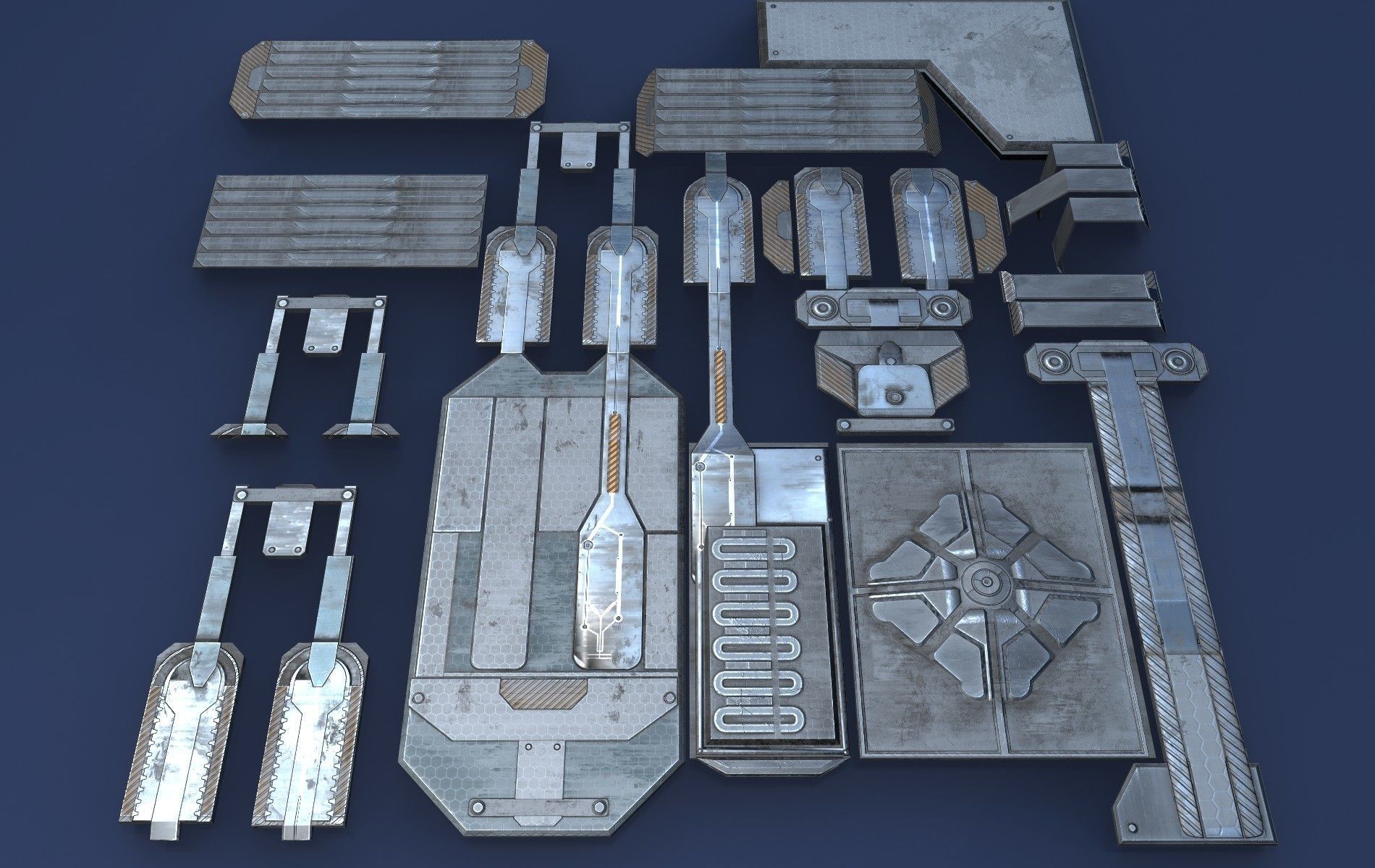 Sci fi  architectural kit - Game Ready Low-poly 3D model_4