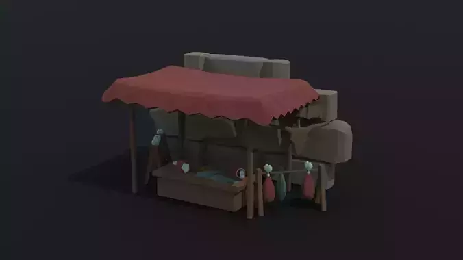 Cartoon butcher market Polygonal