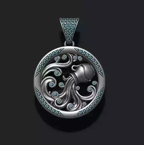 Horoscope acuario pendant with gems
