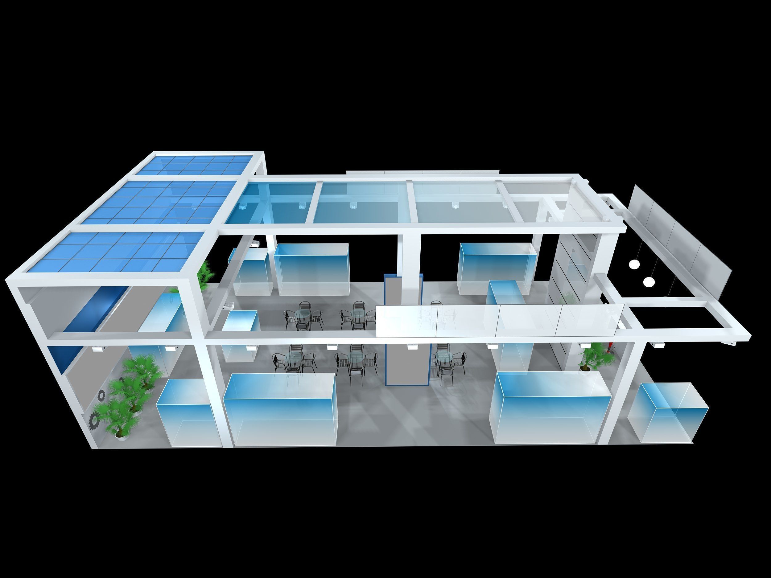 exhibition stall design  3 side open Low-poly 3D model 3D model_5