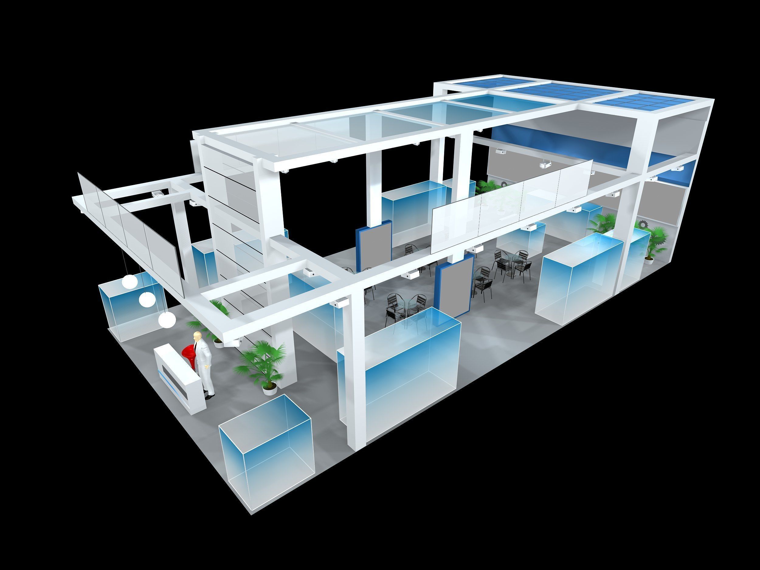 exhibition stall design  3 side open Low-poly 3D model 3D model_4