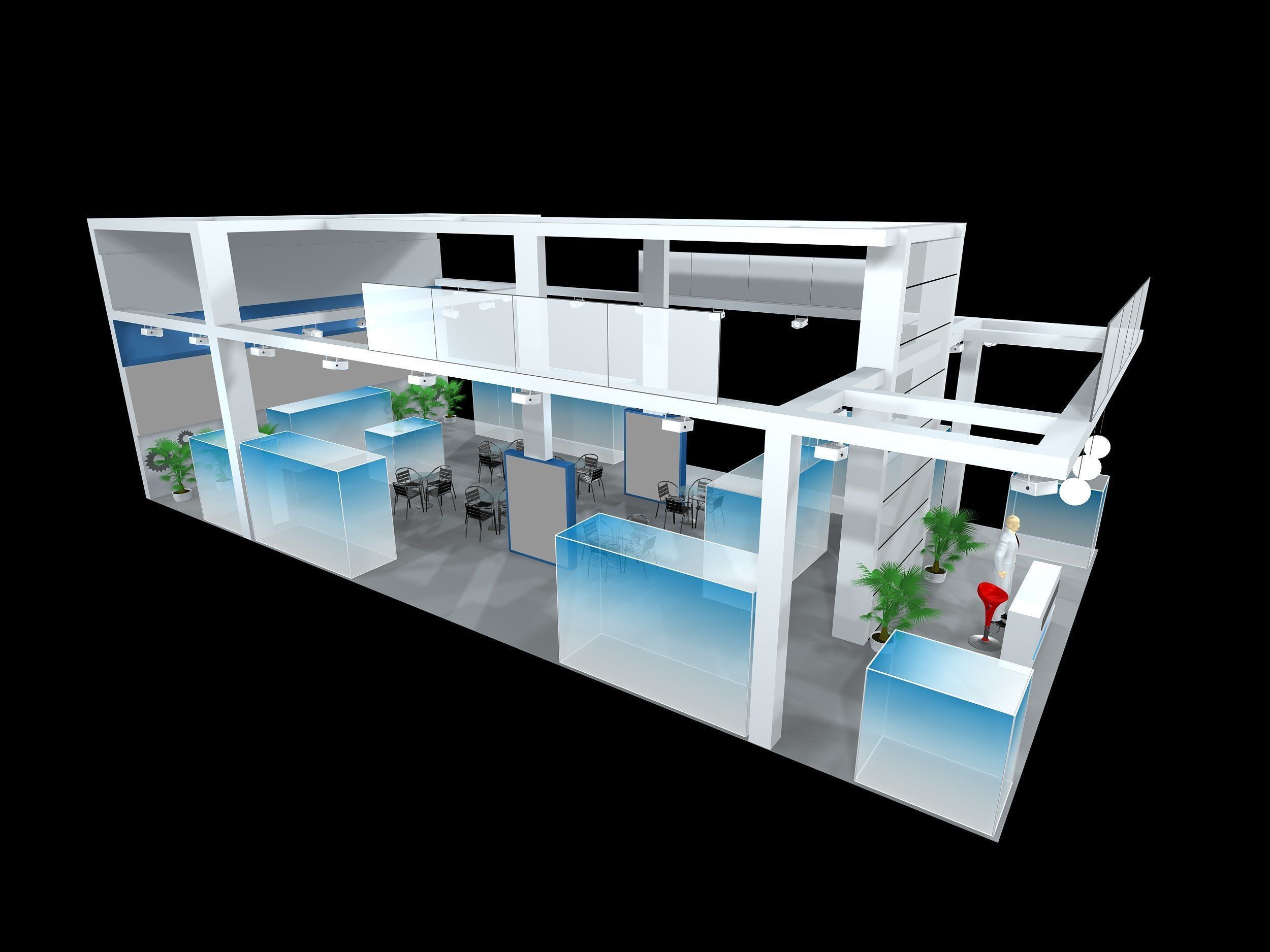exhibition stall design  3 side open Low-poly 3D model 3D model_3