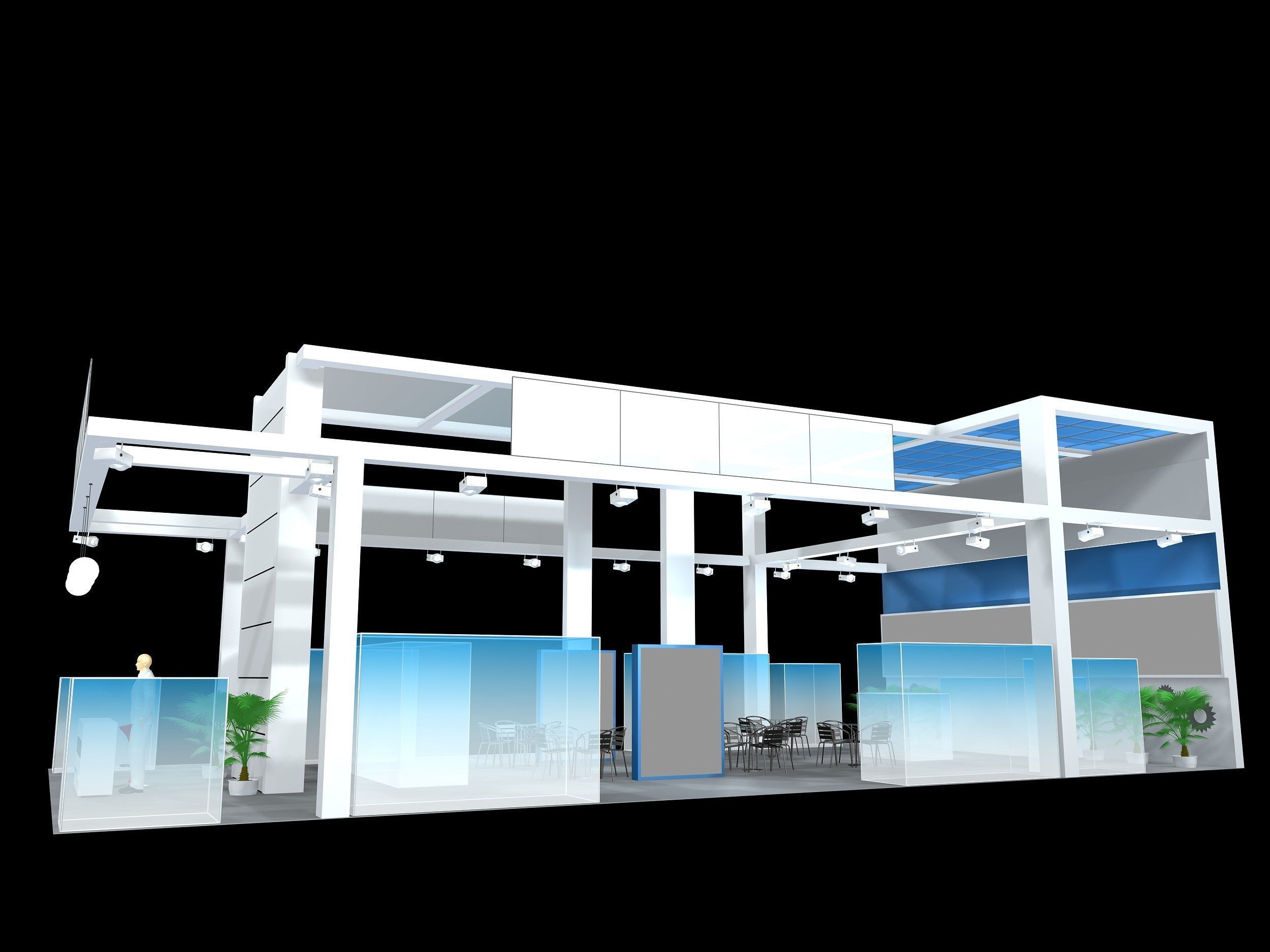 exhibition stall design  3 side open Low-poly 3D model 3D model_2