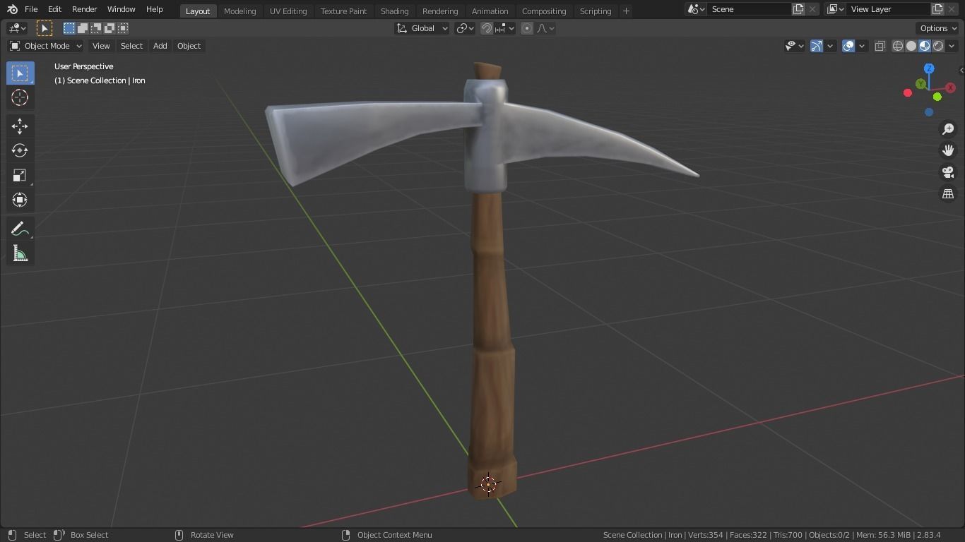 Pickaxe - low-poly hand-painted 3D model Low-poly 3D model_2